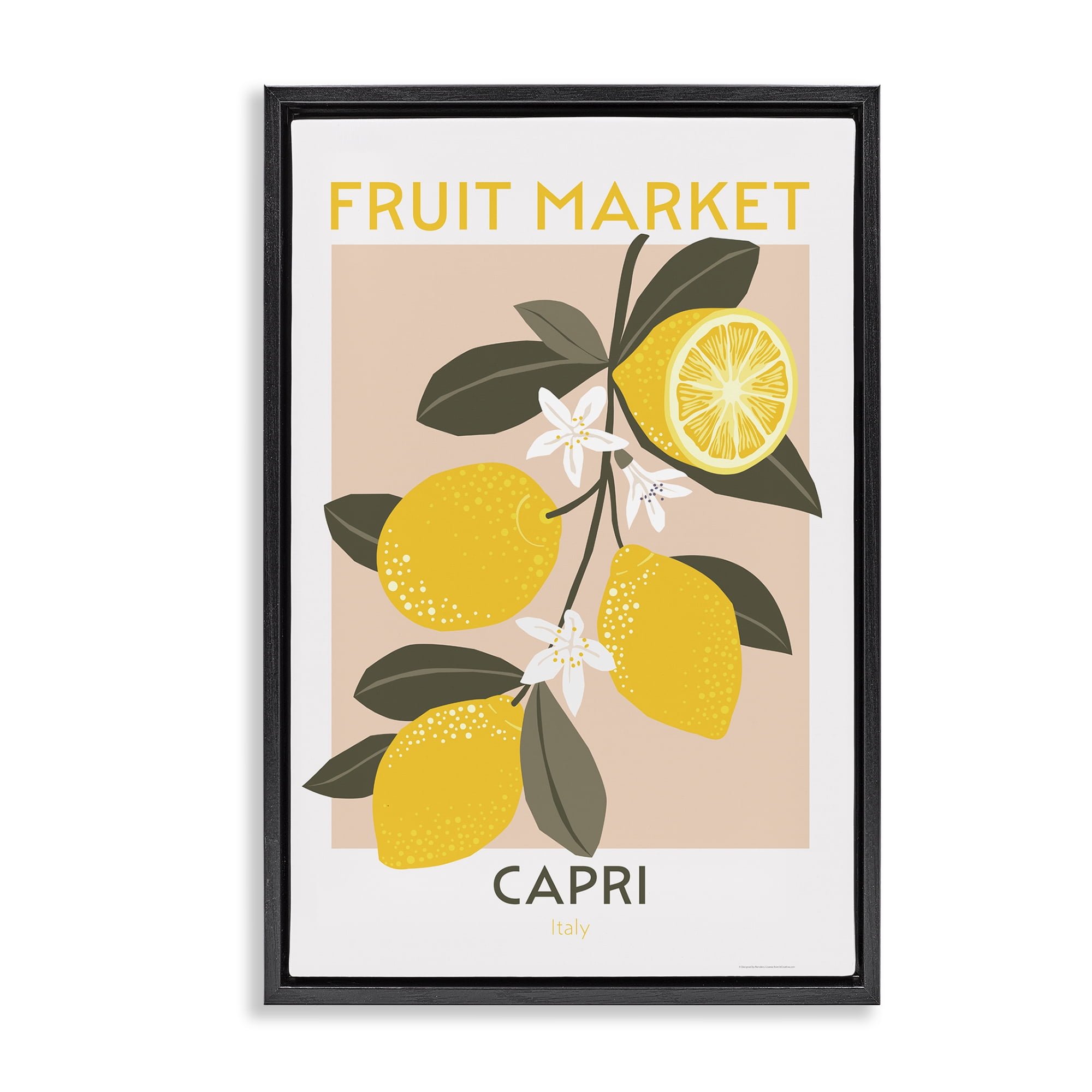 Stupell Industries Fruit Market Lemon Branch Food & Beverage Painting Black Floater Framed Canvas Art Print Wall Art, 17 x 25