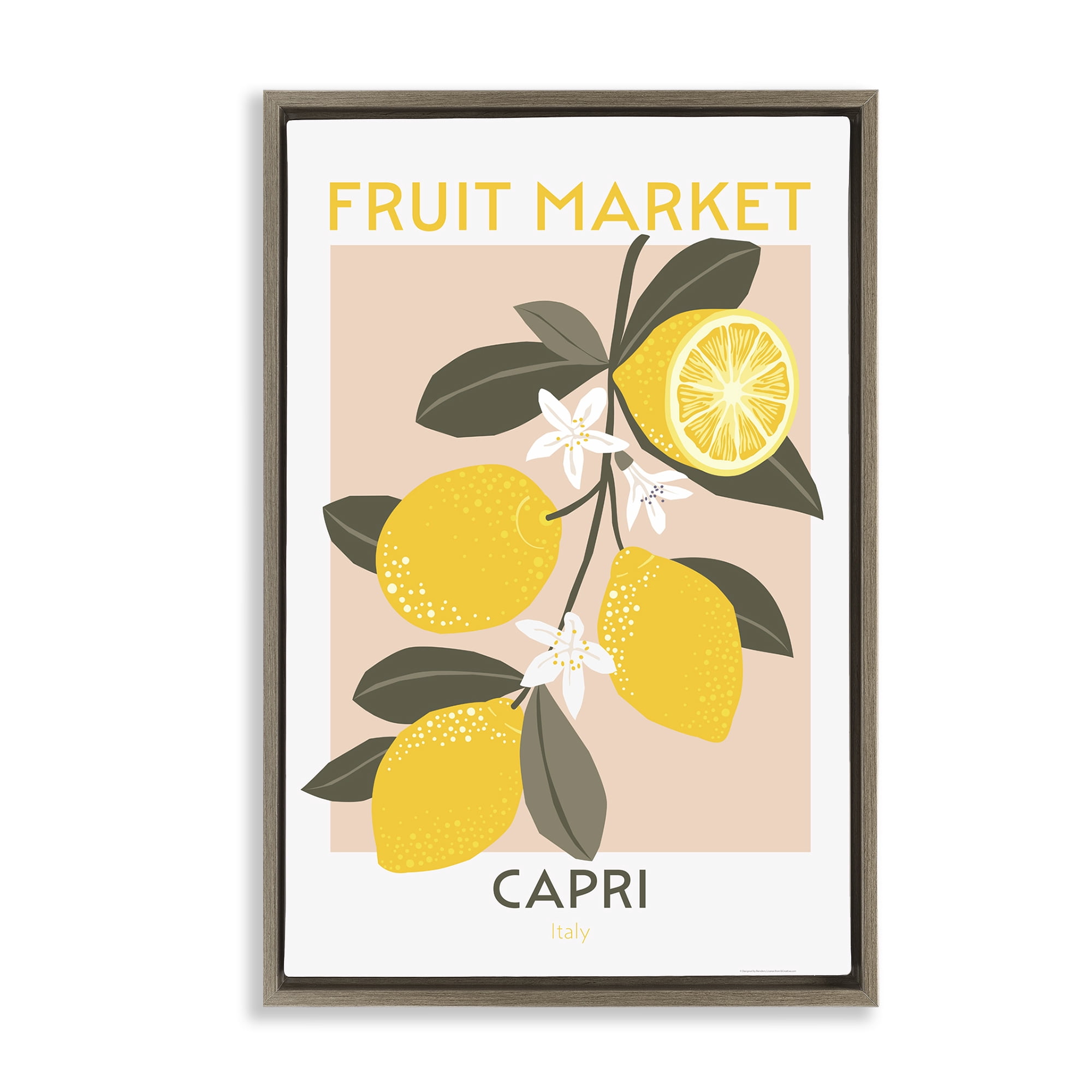 Stupell Industries Fruit Market Lemon Branch Food & Beverage Painting Brown Floater Framed Canvas Art Print Wall Art, 21 x 31