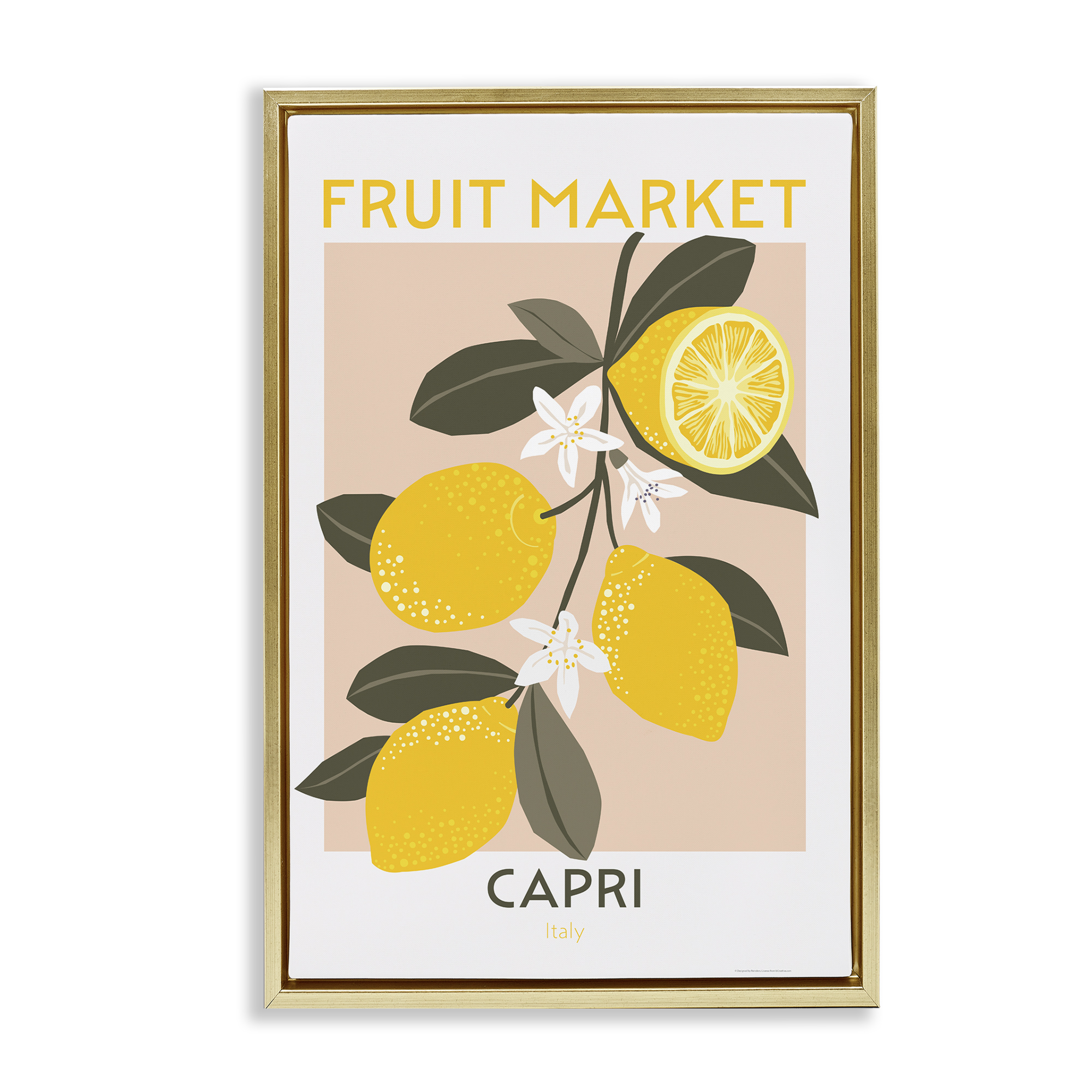 Stupell Industries Fruit Market Lemon Branch Food & Beverage Painting Gold Floater Framed Canvas Art Print Wall Art, 17 x 25