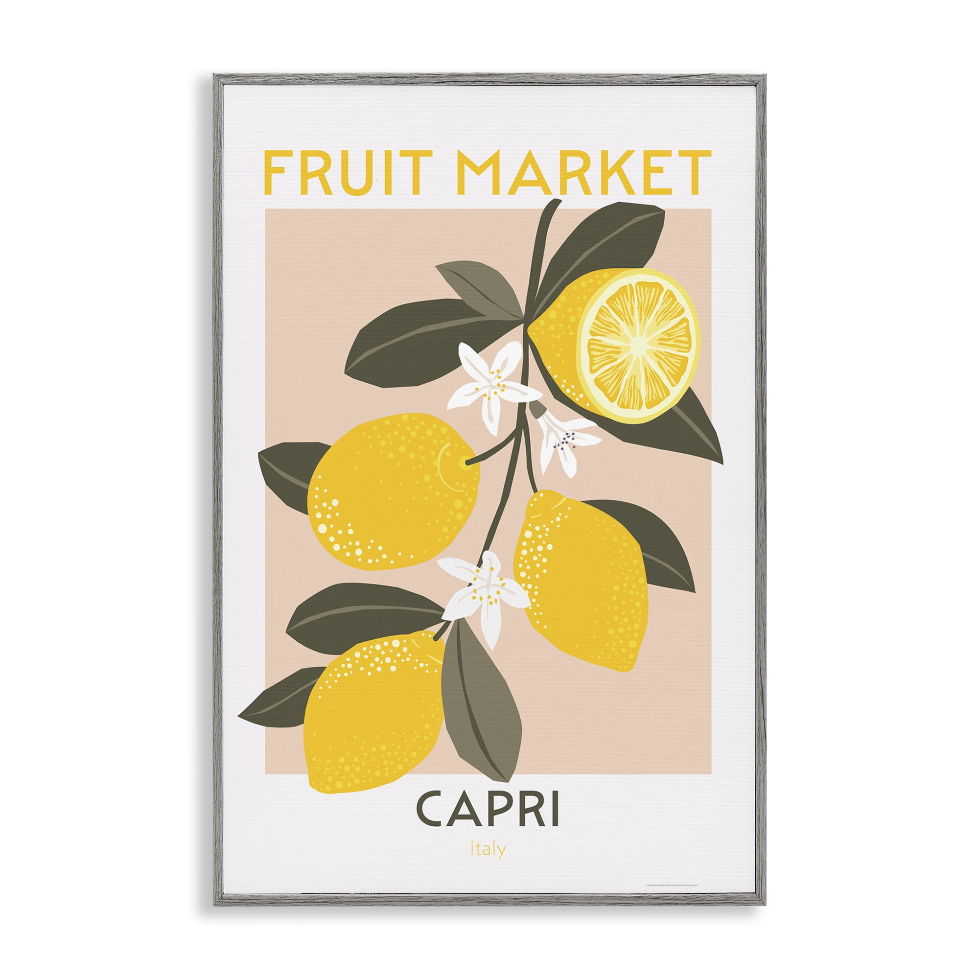 Stupell Industries Fruit Market Lemon Branch Food & Beverage Painting Gray Framed Art Print Wall Art, 20 x 30