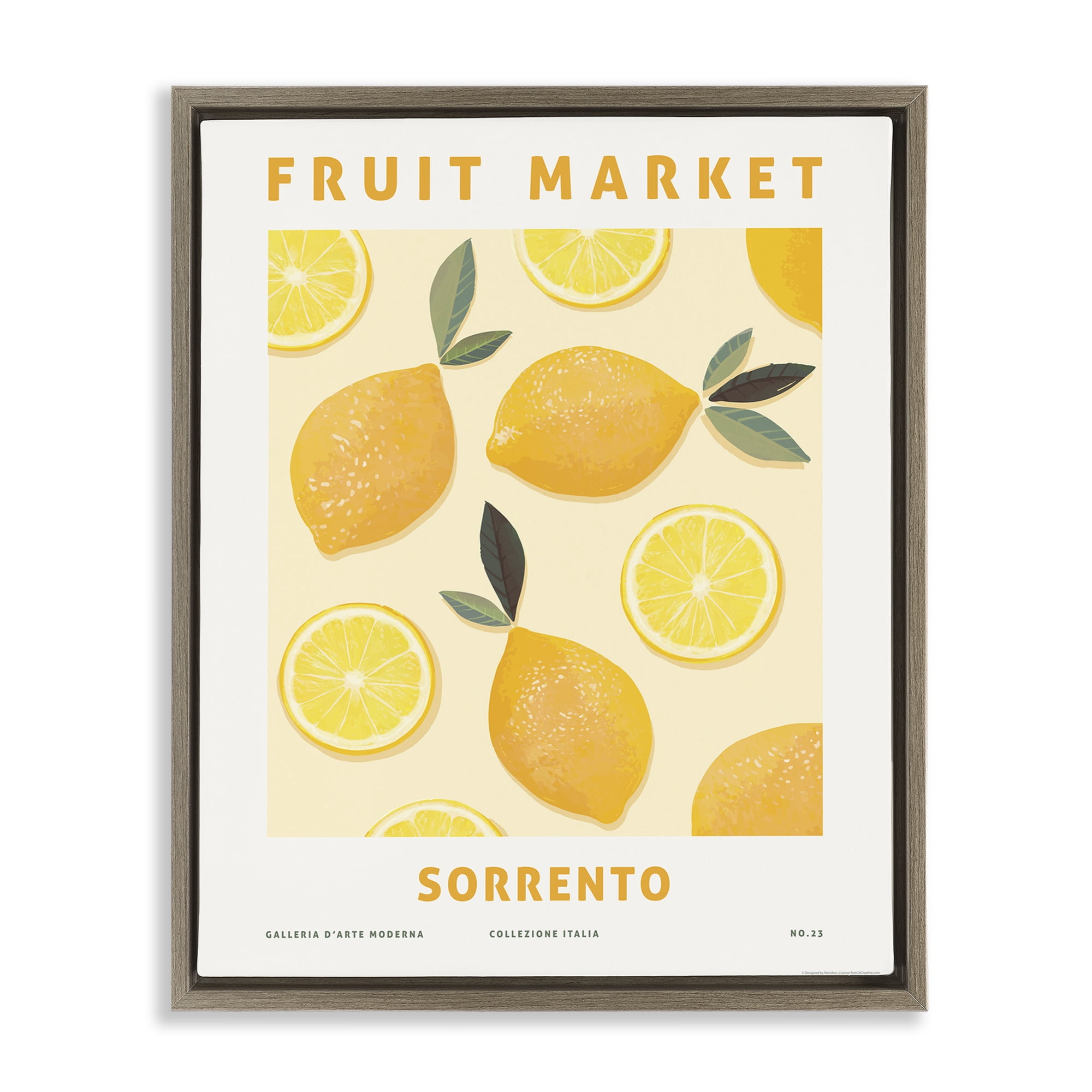 Stupell Industries Fruit Market Lemons Food & Beverage Painting Brown Floater Framed Canvas Art Print Wall Art, 31 x 25