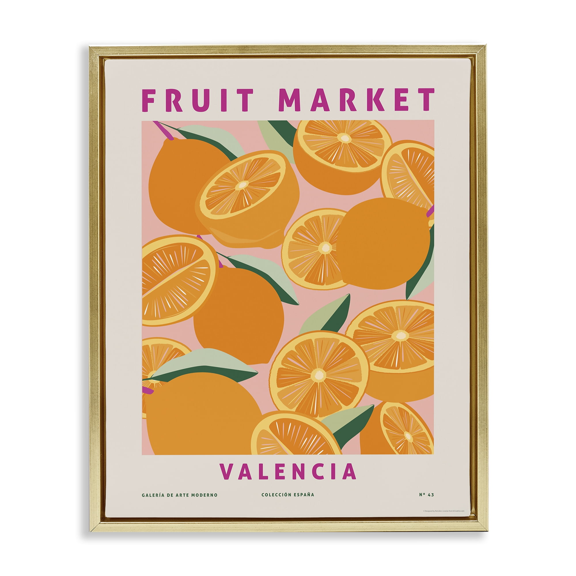 Stupell Industries Fruit Market Oranges Food & Beverage Painting Gold Floater Framed Canvas Art Print Wall Art, 17 x 21