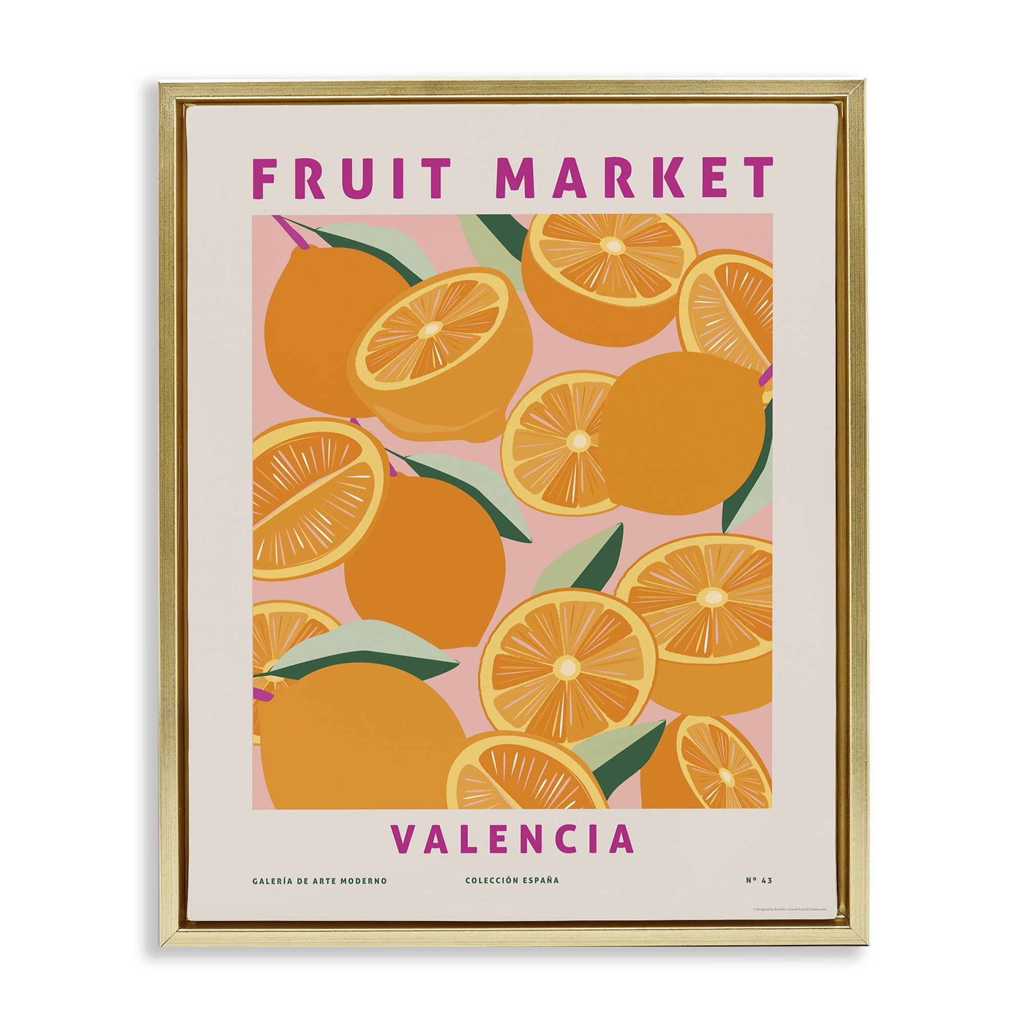 Stupell Industries Fruit Market Oranges Food & Beverage Painting Gold Floater Framed Canvas Art Print Wall Art, 25 x 31