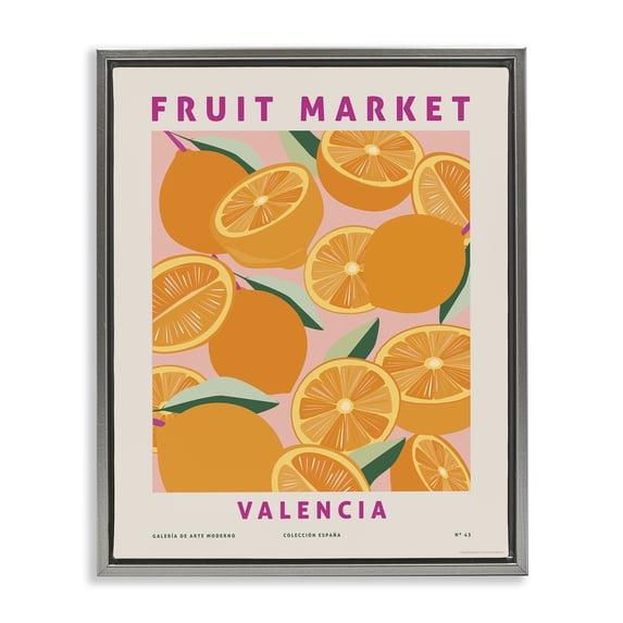 Stupell Industries Eclectic Fruit Market Oranges Gray Floating Frame Canvas Art, 17 x 21, by Reinders