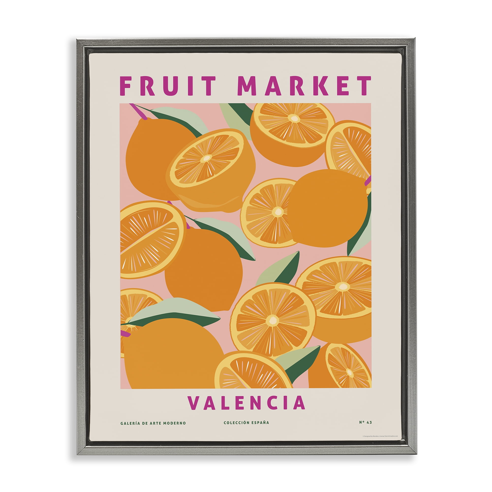 Stupell Industries Fruit Market Oranges Food & Beverage Painting Gray Floater Framed Canvas Art Print Wall Art, 25 x 31