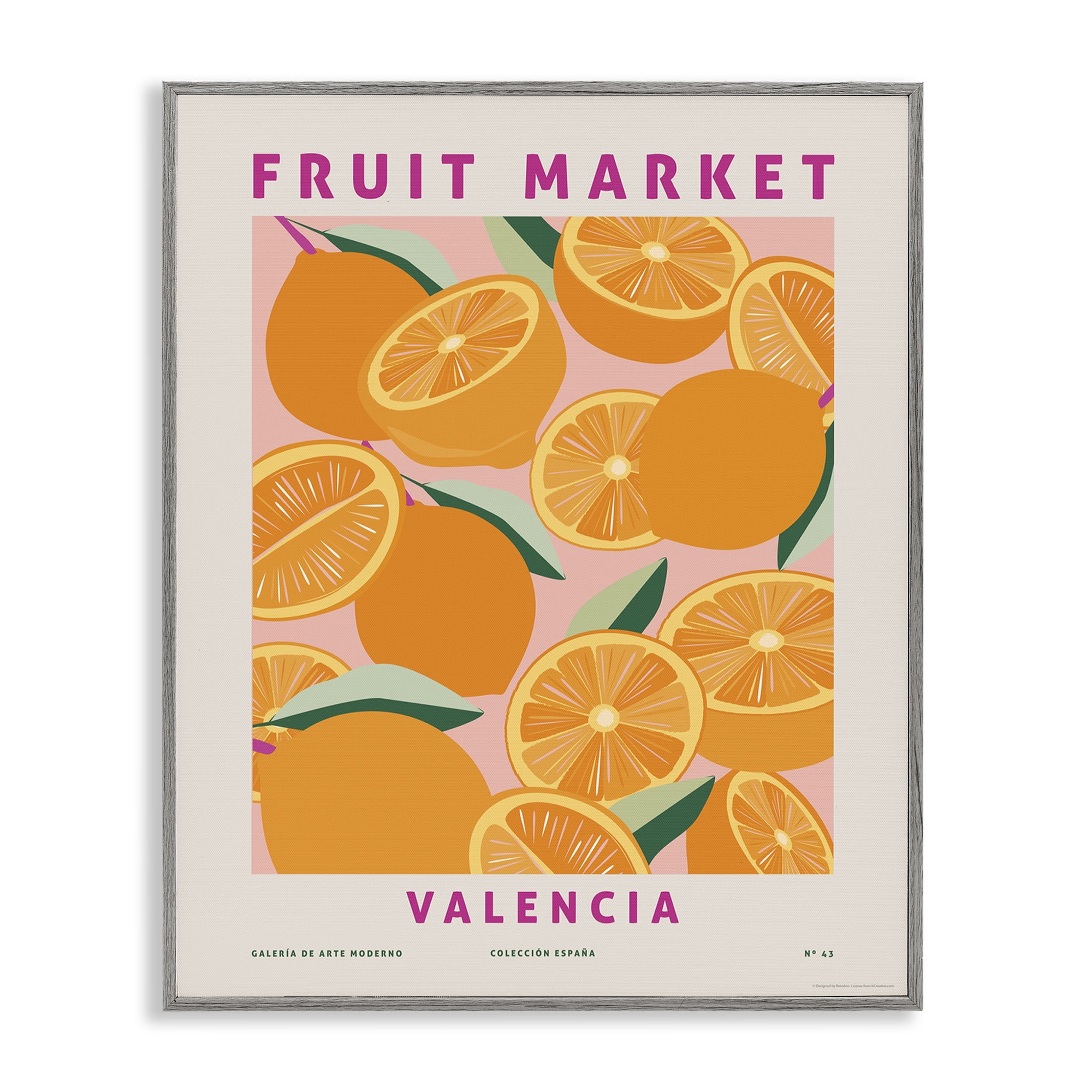 Stupell Industries Fruit Market Oranges Food & Beverage Painting Gray Framed Art Print Wall Art, 11 x 14