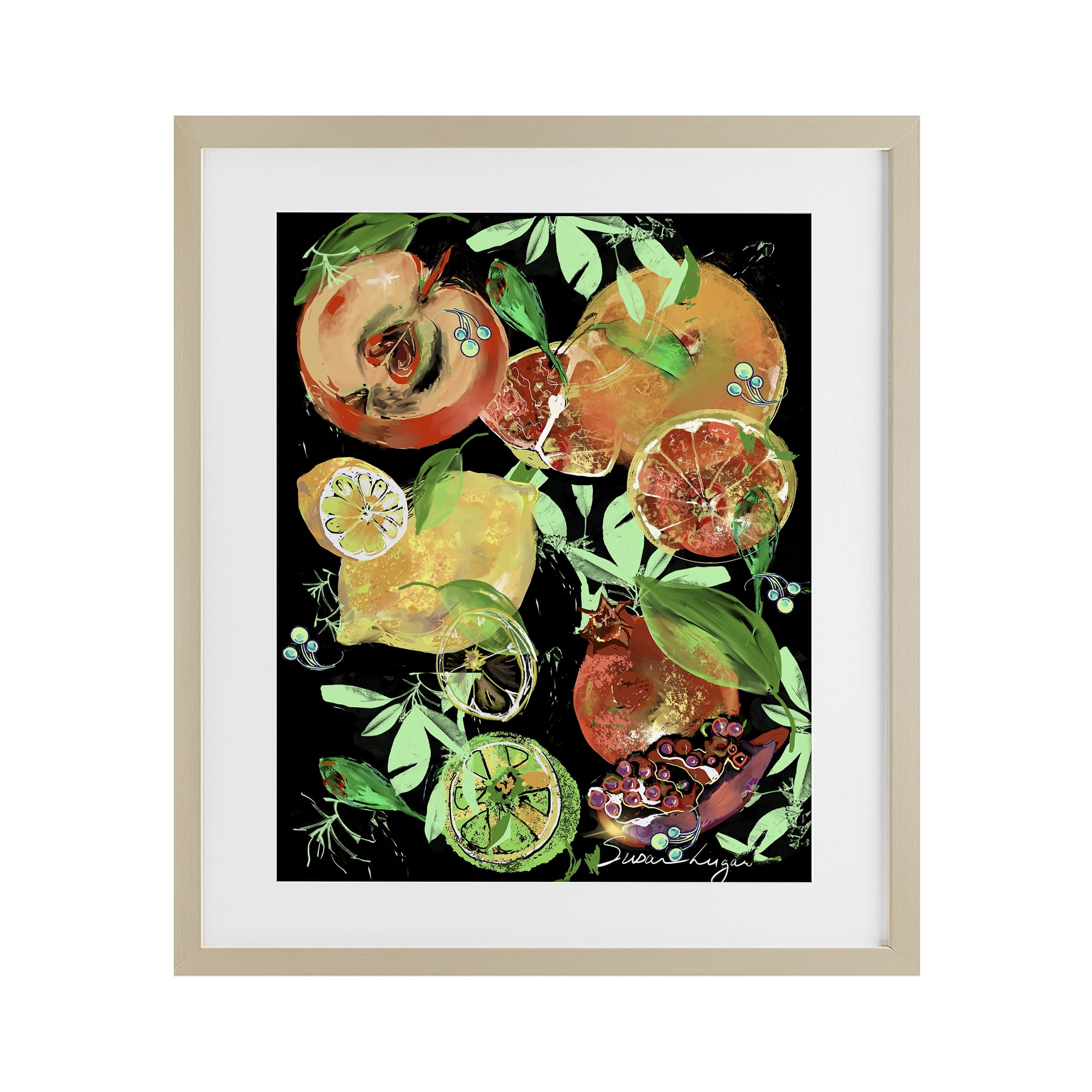 Stupell Industries Fruit Medley Combo Birch Framed Print Under Glass, design by Susan Lugar
