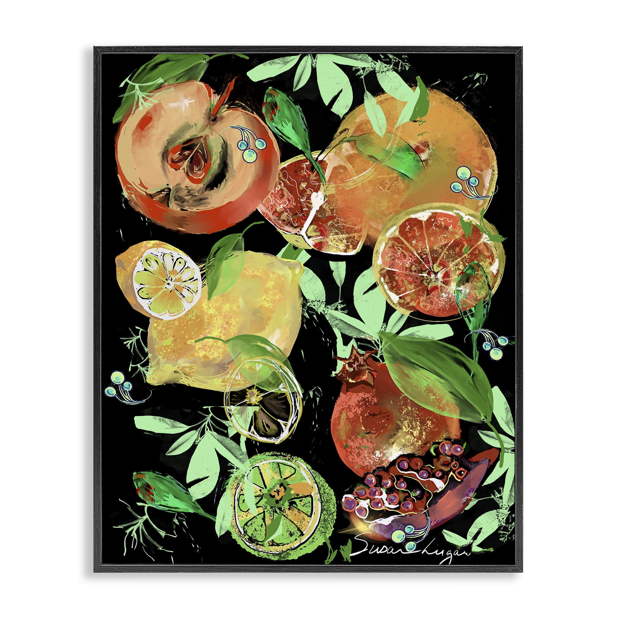 Stupell Industries Fruit Medley Combo Black Framed Giclee Art, design by Susan Lugar