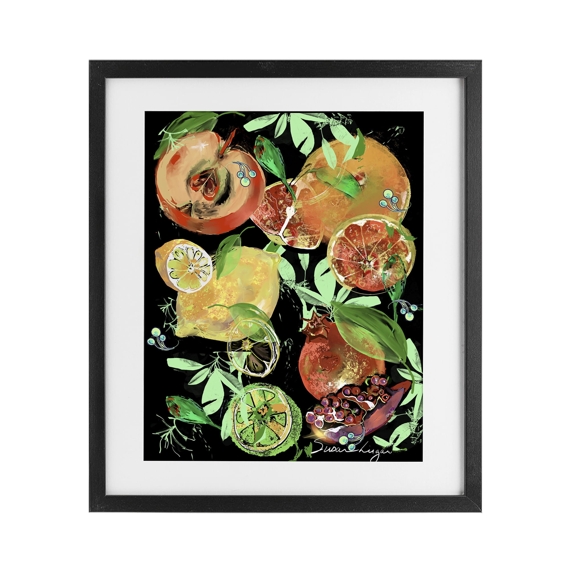 Stupell Industries Fruit Medley Combo Black Framed Print Under Glass, design by Susan Lugar