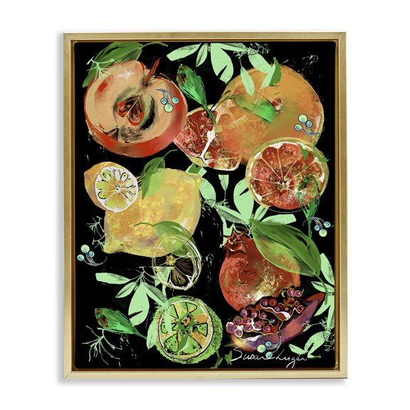 Stupell Industries Traditional Fruit Medley Combo Gold Floating Frame Canvas Art, 25 x 31, by Susan Lugar