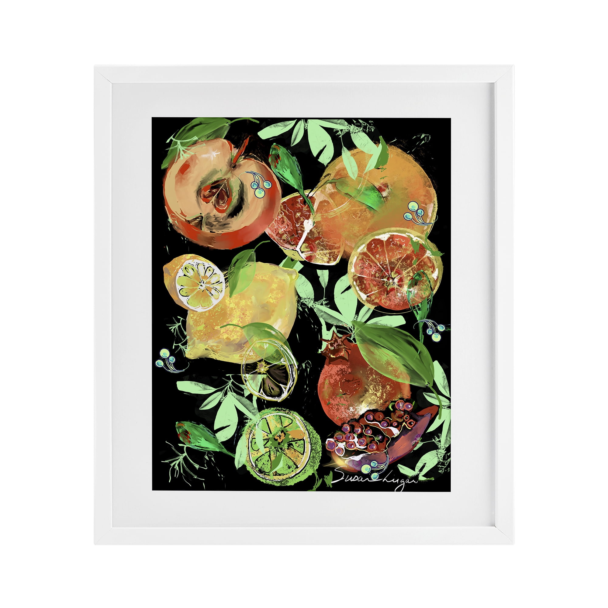 Stupell Industries Fruit Medley Combo White Framed Print Under Glass, design by Susan Lugar