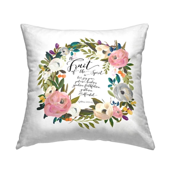 Stupell Industries Fruit Of The Spirit Rose Wreath Printed Throw Pillow Design by Amy Brinkman