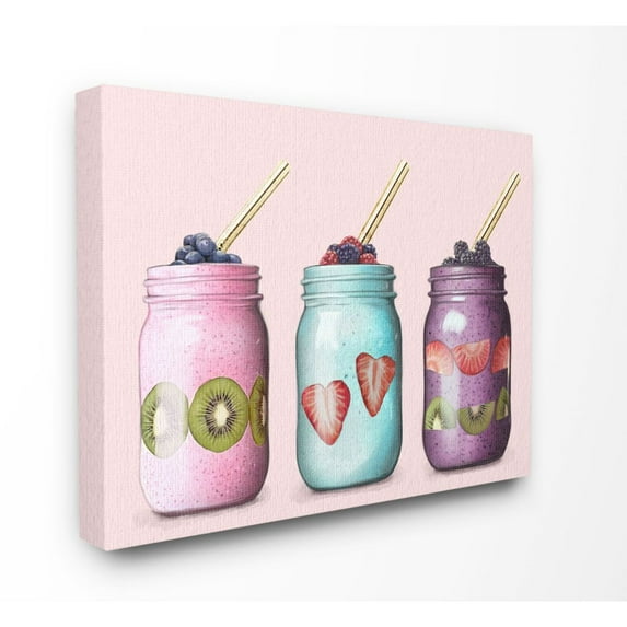 Stupell Industries Fruit Smoothie Jars Food Pink Painting Canvas Wall Art by Ziwei Li