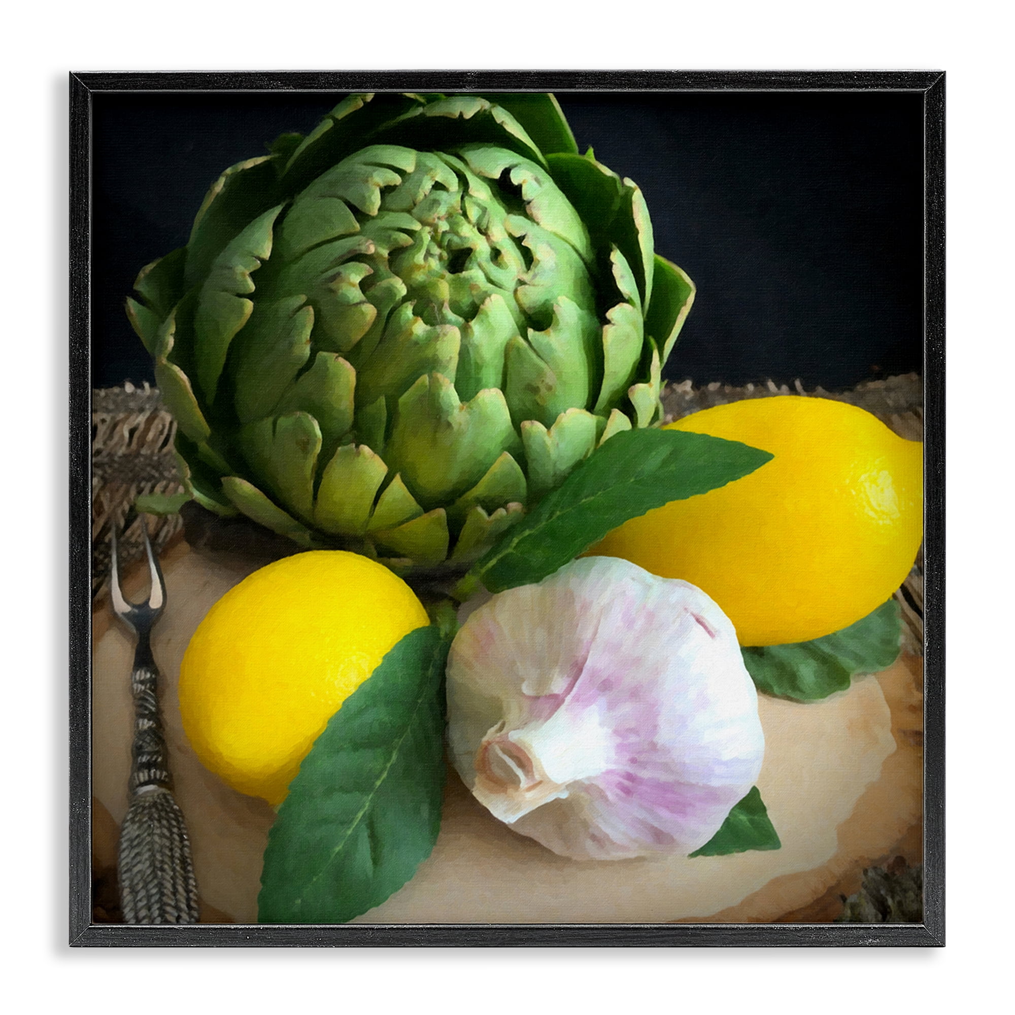 Stupell Industries Fruit & Vegetable Still Life Food & Beverage Painting Black Framed Art Print Wall Art, 17 x 17