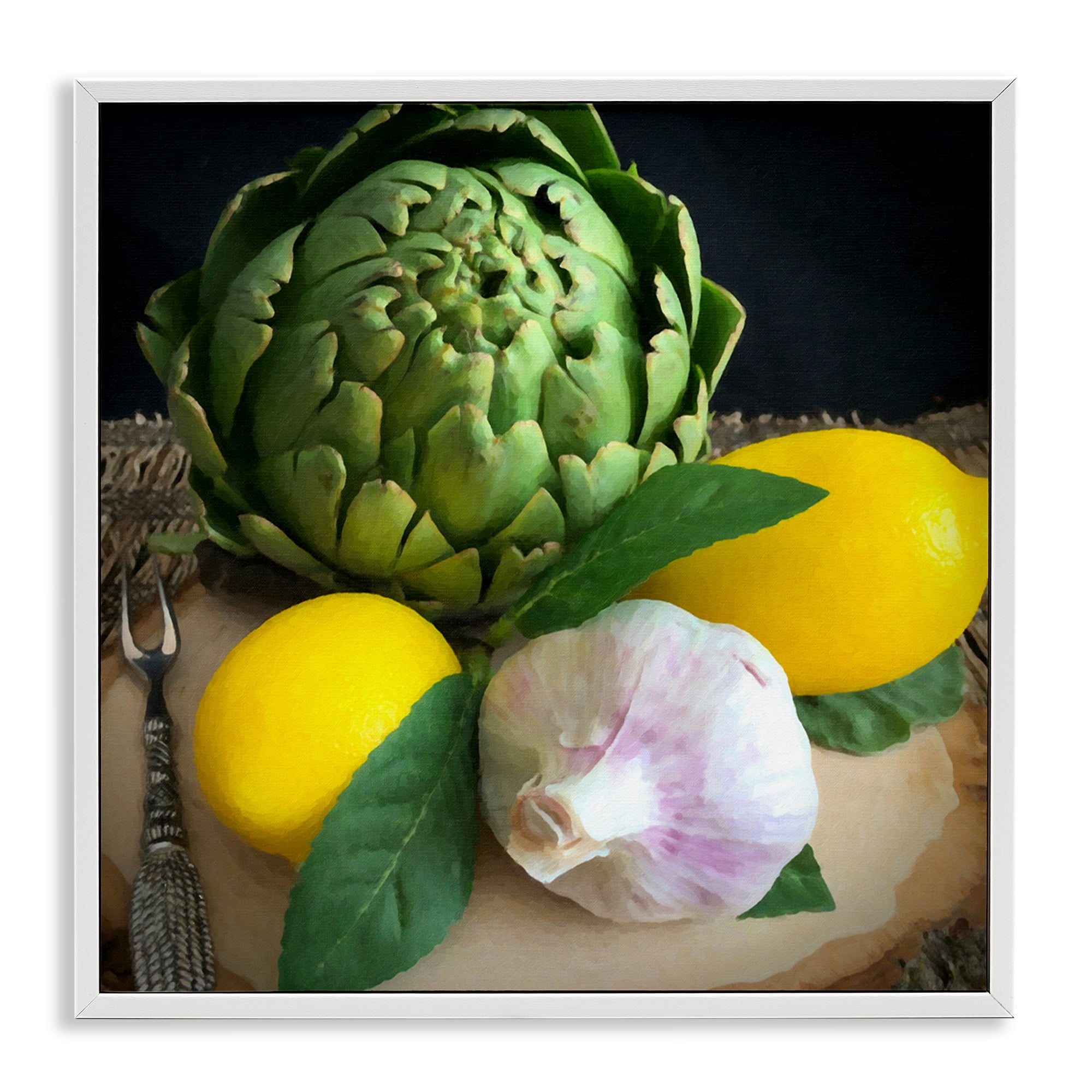 Stupell Industries Fruit & Vegetable Still Life Food & Beverage Painting White Framed Art Print Wall Art, 17 x 17