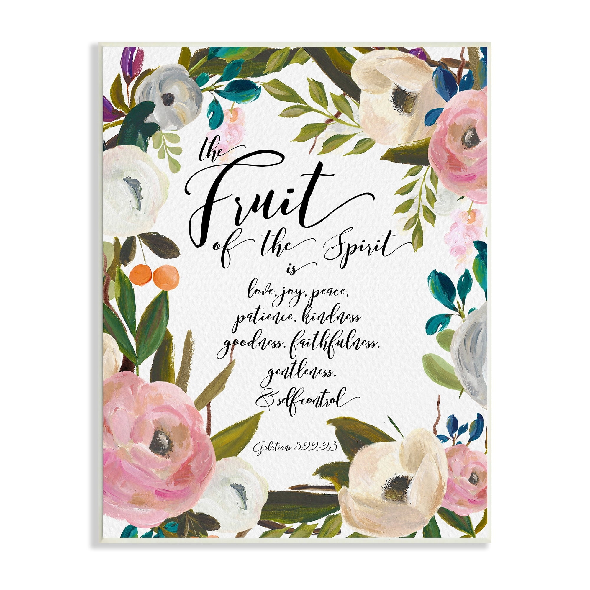Stupell Industries Fruit of the Spirit Religious Faith Calligraphy Passage Wood Wall Art, 10 x 15, Design by Amy Brinkman