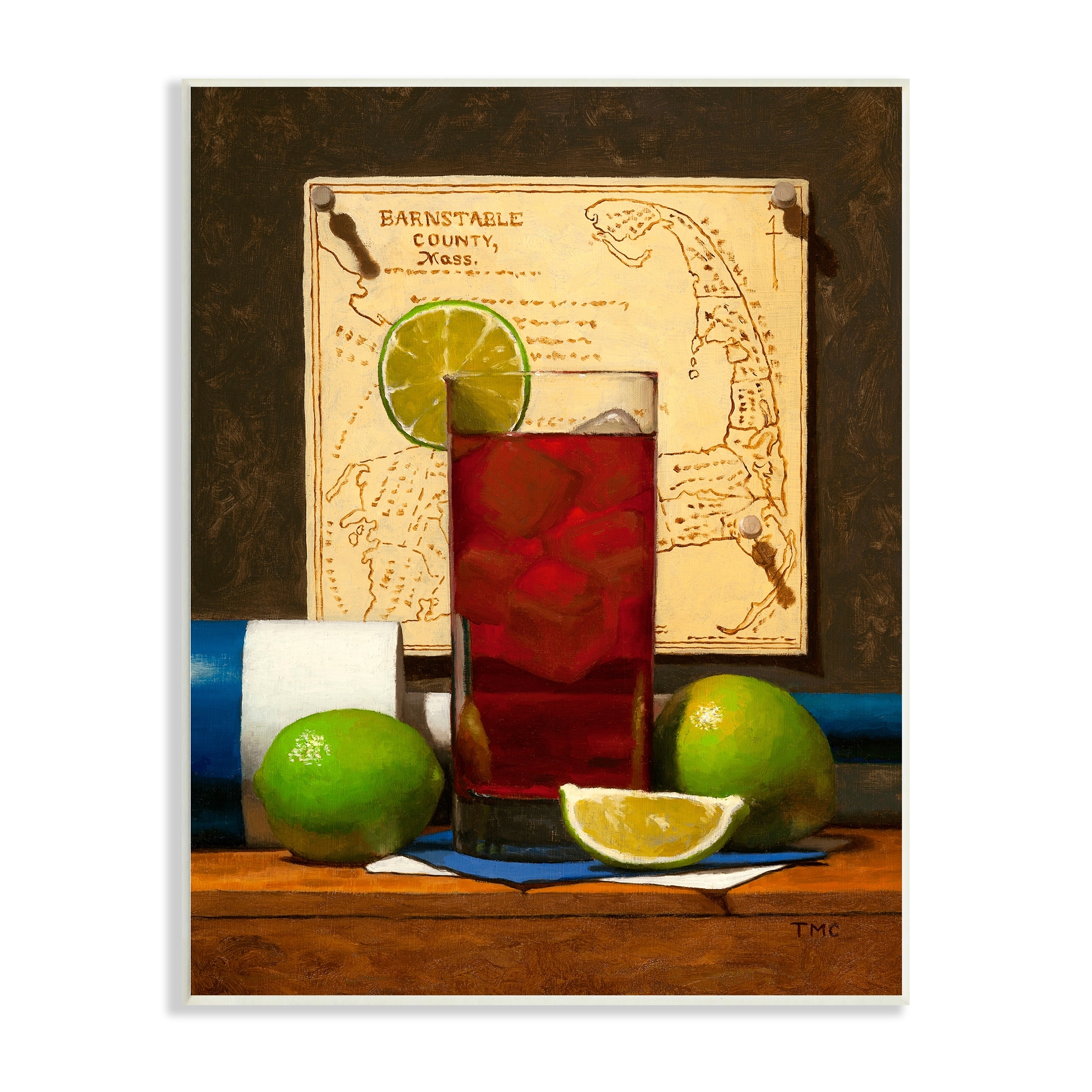 Stupell Industries Fruits Beverage Sill Life Massachusetts Map Background , 10 x 15, Design by Todd M. Casey
