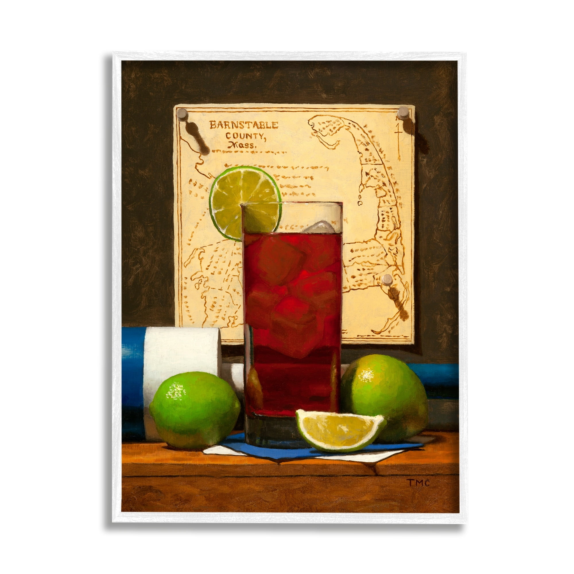 Stupell Industries Fruits Beverage Sill Life Massachusetts Map Background , 11 x 14, Design by Todd M. Casey