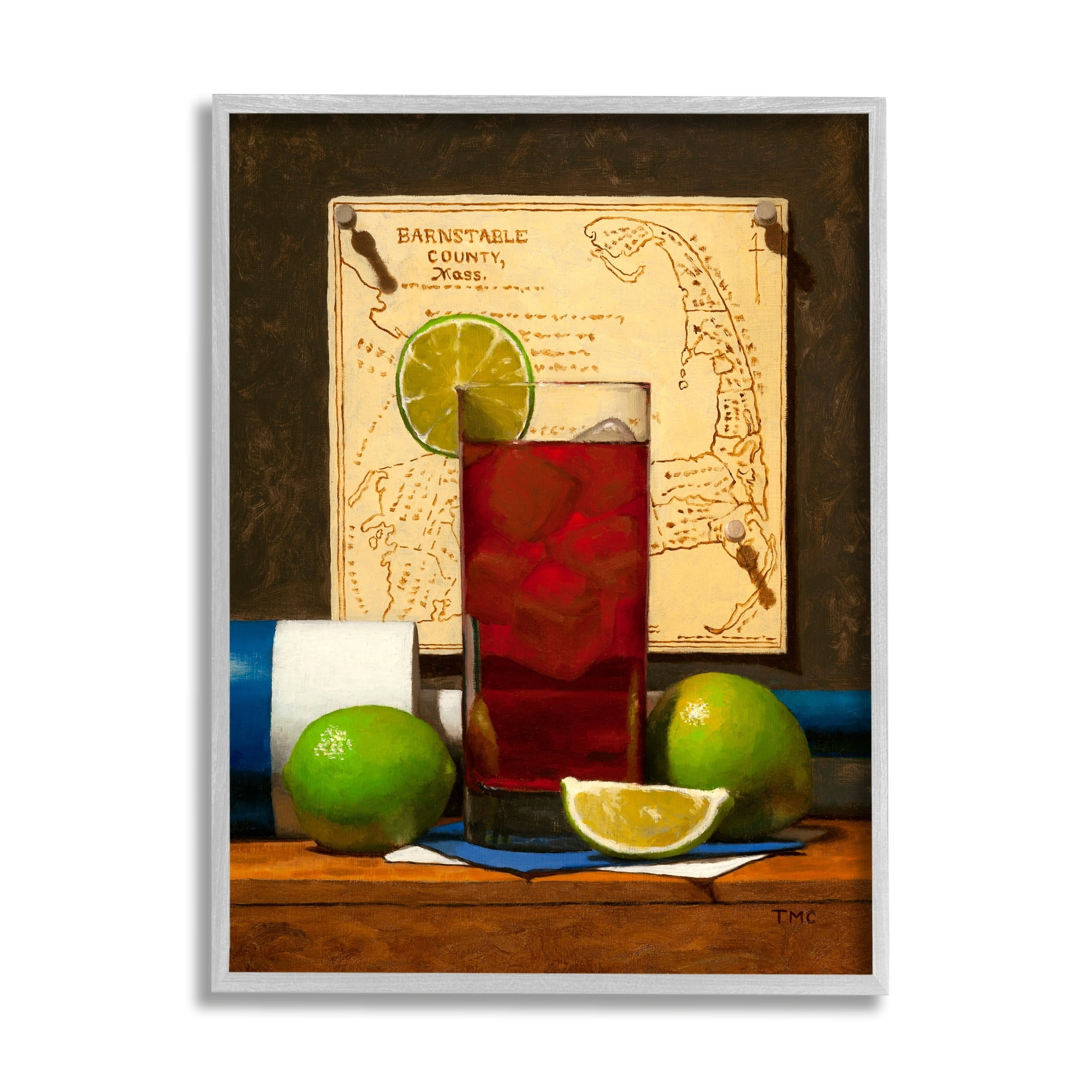Stupell Industries Fruits Beverage Sill Life Massachusetts Map Background , 11 x 14, Design by Todd M. Casey