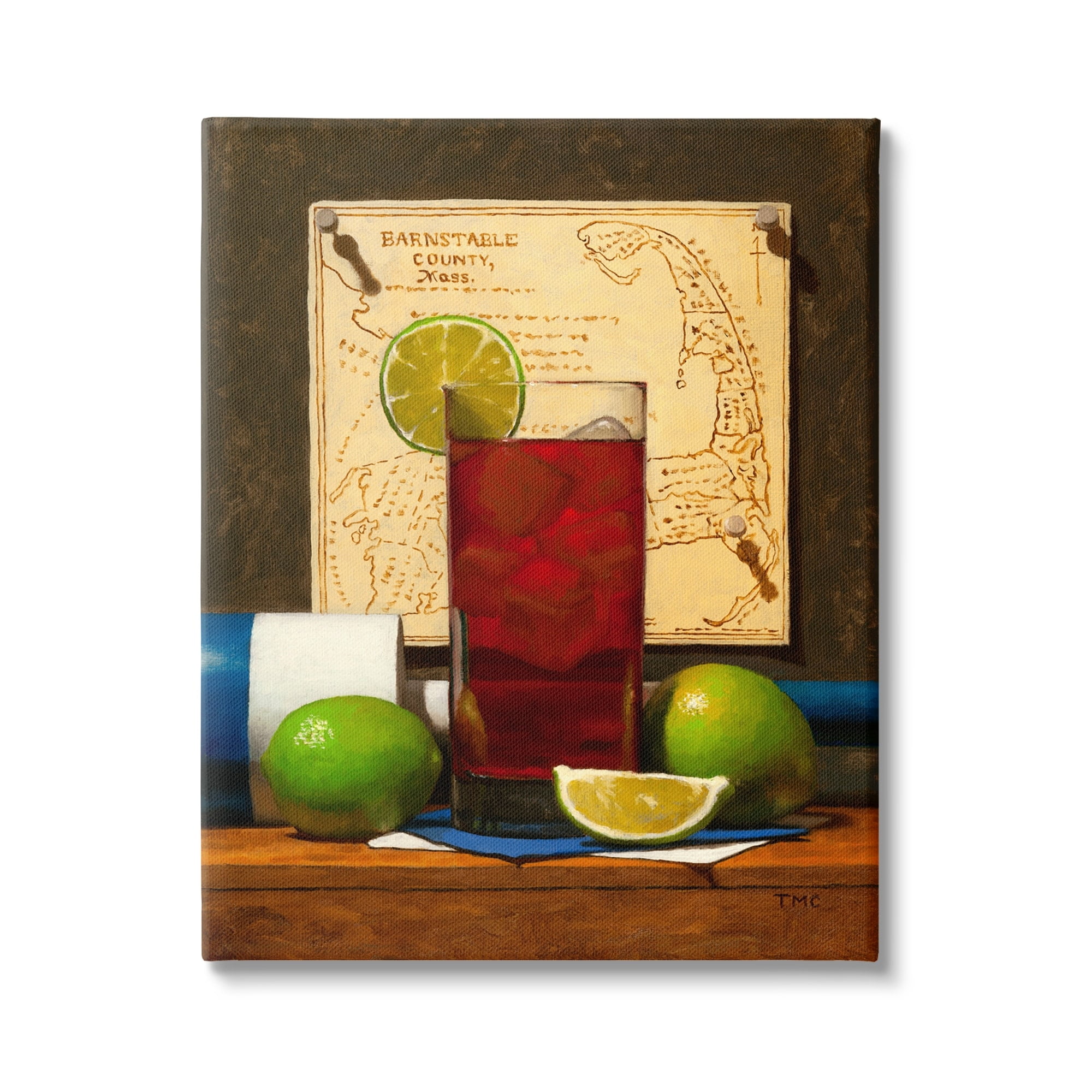 Stupell Industries Fruits Beverage Sill Life Massachusetts Map Background , 16 x 20, Design by Todd M. Casey