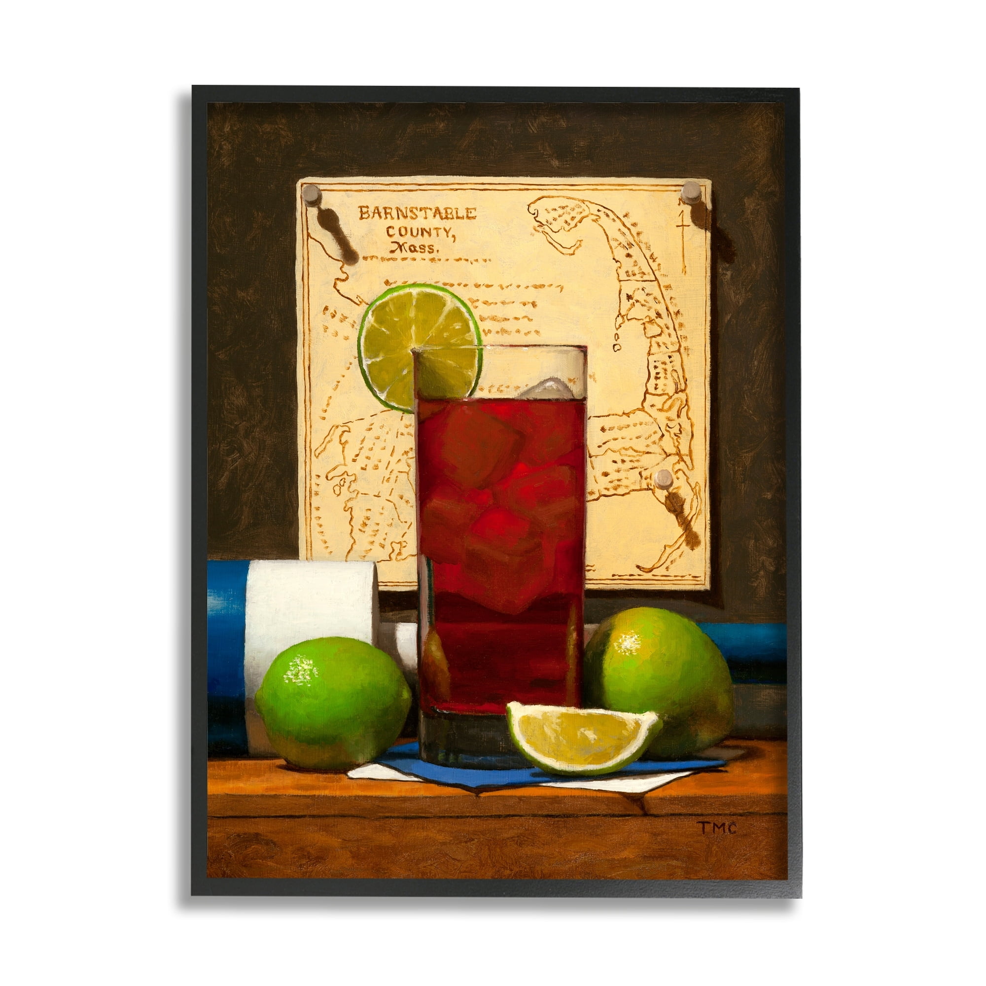 Stupell Industries Fruits Beverage Sill Life Massachusetts Map Background , 16 x 20, Design by Todd M. Casey