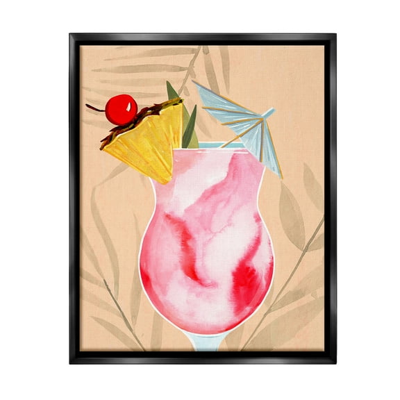 Stupell Industries Fruity Cocktail Drink Food & Beverage Painting Black Floater Framed Canvas Art Print Wall Art, 17 x 21