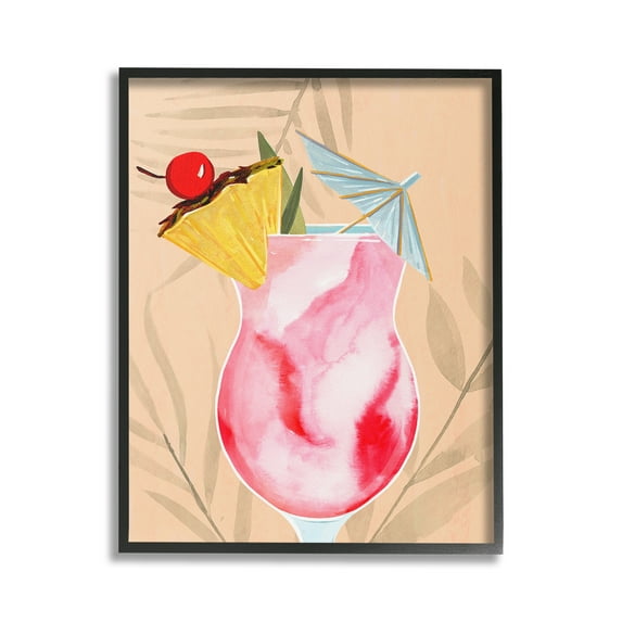 Stupell Industries Fruity Cocktail Drink Food & Beverage Painting Black Framed Art Print Wall Art, 24 x 30