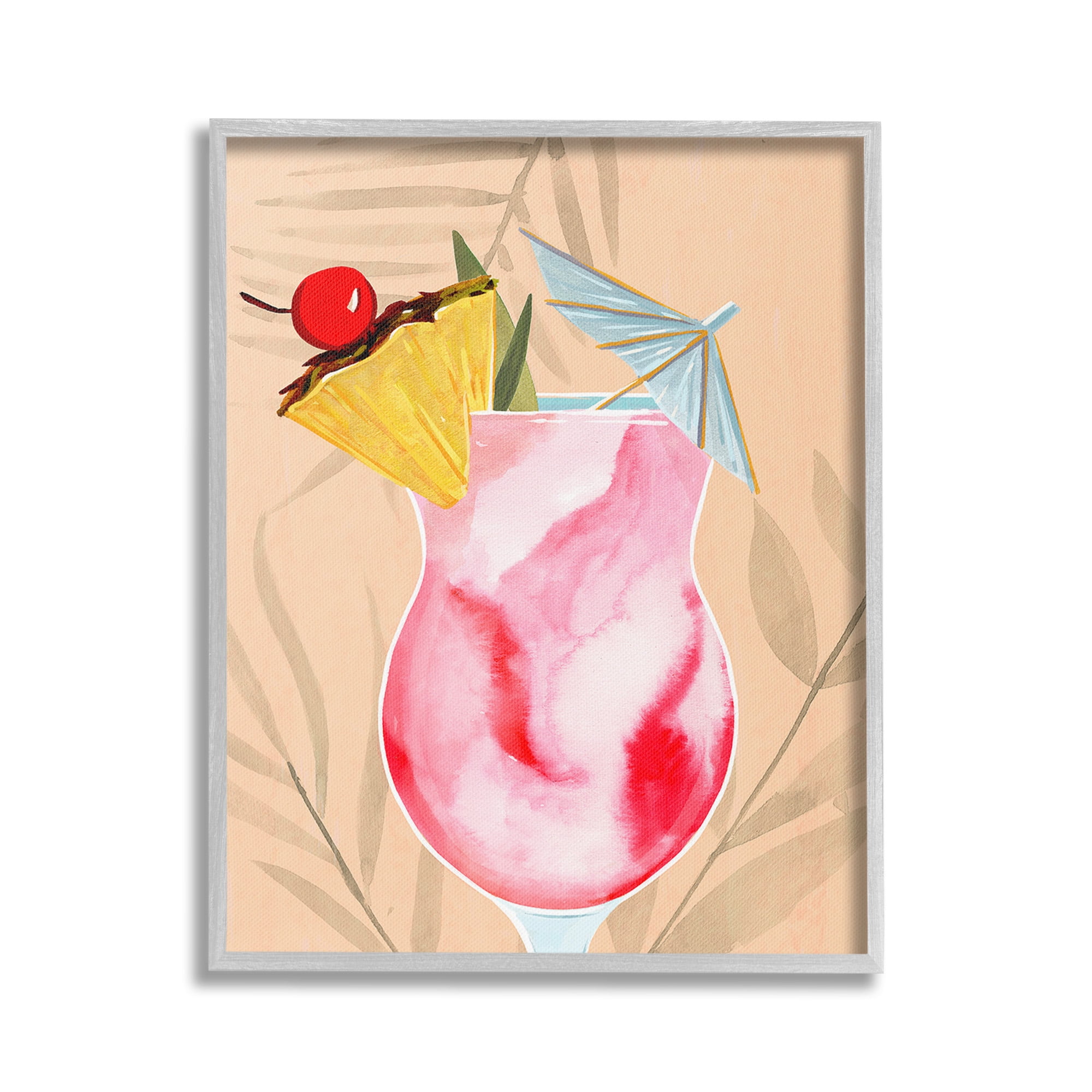Stupell Industries Fruity Cocktail Drink Food & Beverage Painting Gray Framed Art Print Wall Art, 16 x 20