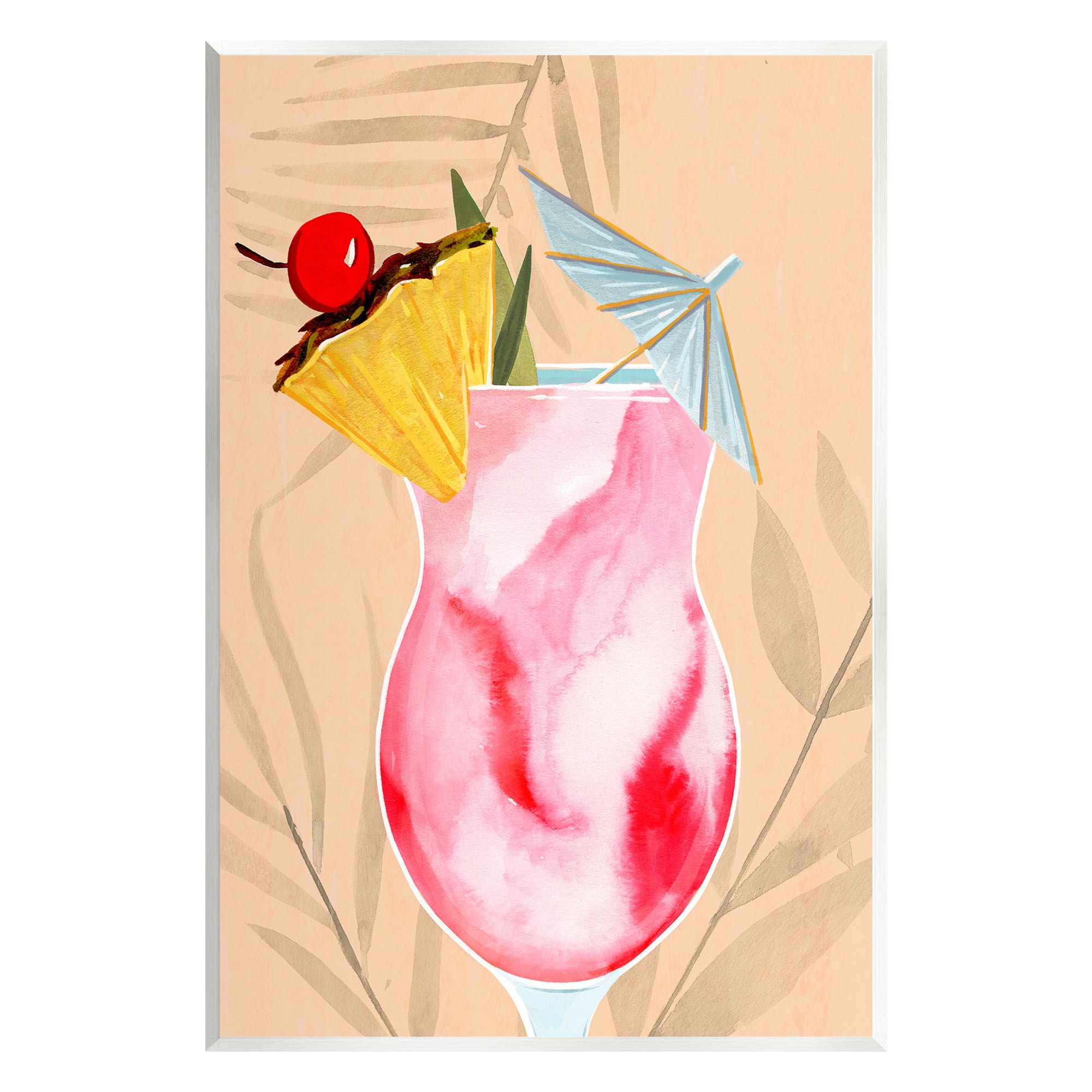 Tropical Cocktail Art Print on MDF Wood, 10 x 15