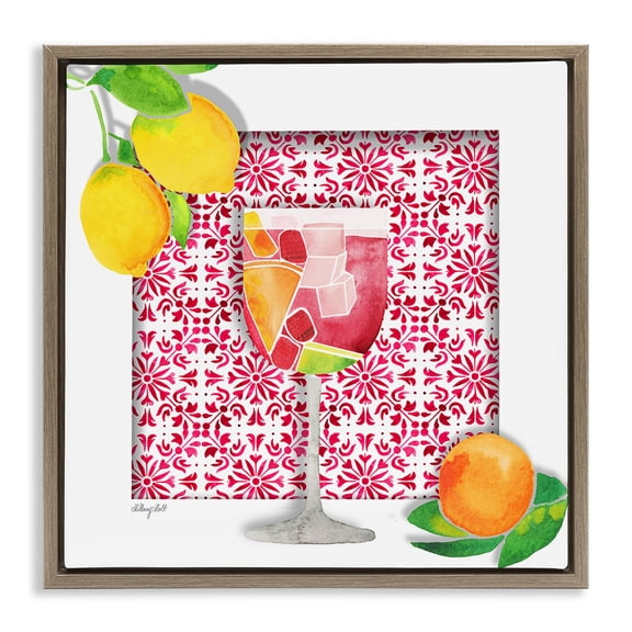 Stupell Industries Fruity Sangria Drink Food & Beverage Painting Brown Floater Framed Canvas Art Print Wall Art, 18 x 18