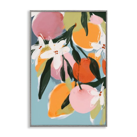 Stupell Industries Fruity Summer Brights Gray Framed Giclee Art design by 1x, 24 x 16