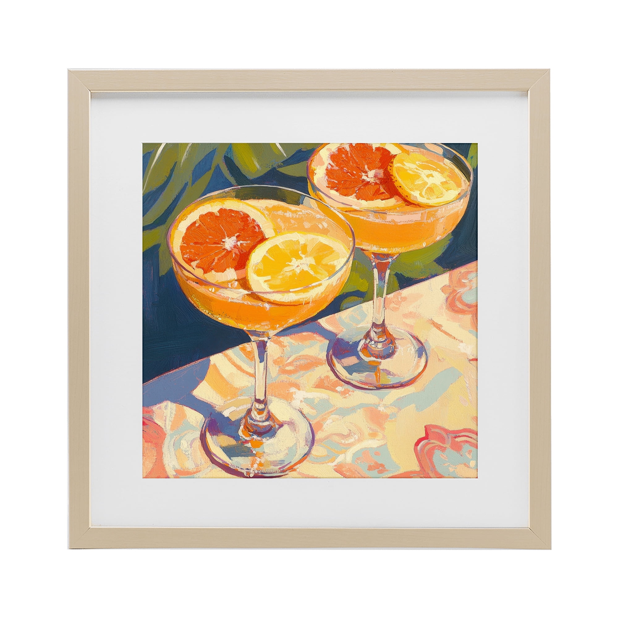 Stupell Industries Fruity Summer Cocktails Birch Framed Print Under Glass, design by Petal Prints Design