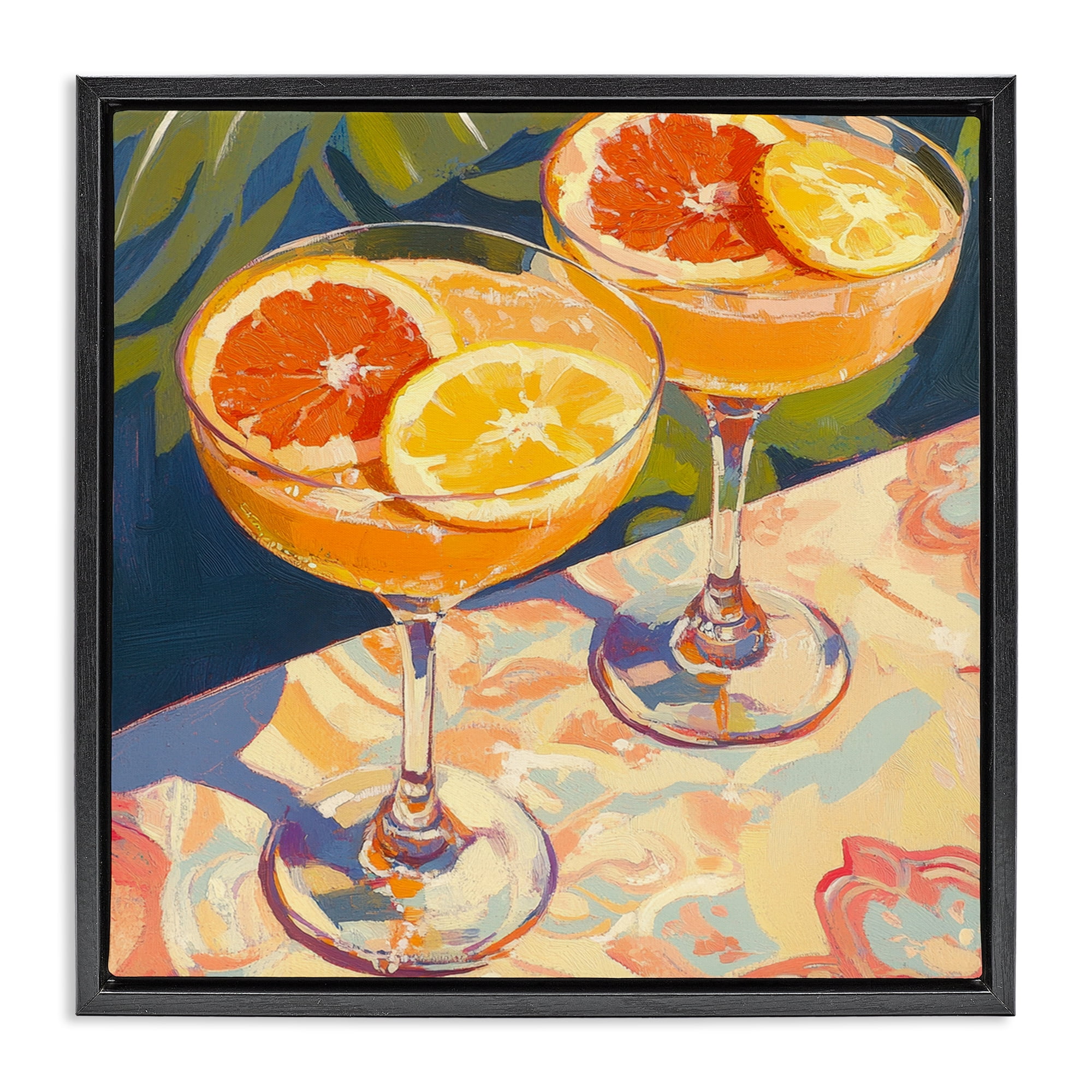 Stupell Industries Fruity Summer Cocktails Black Framed Floater Canvas Wall Art, design by Petal Prints Design