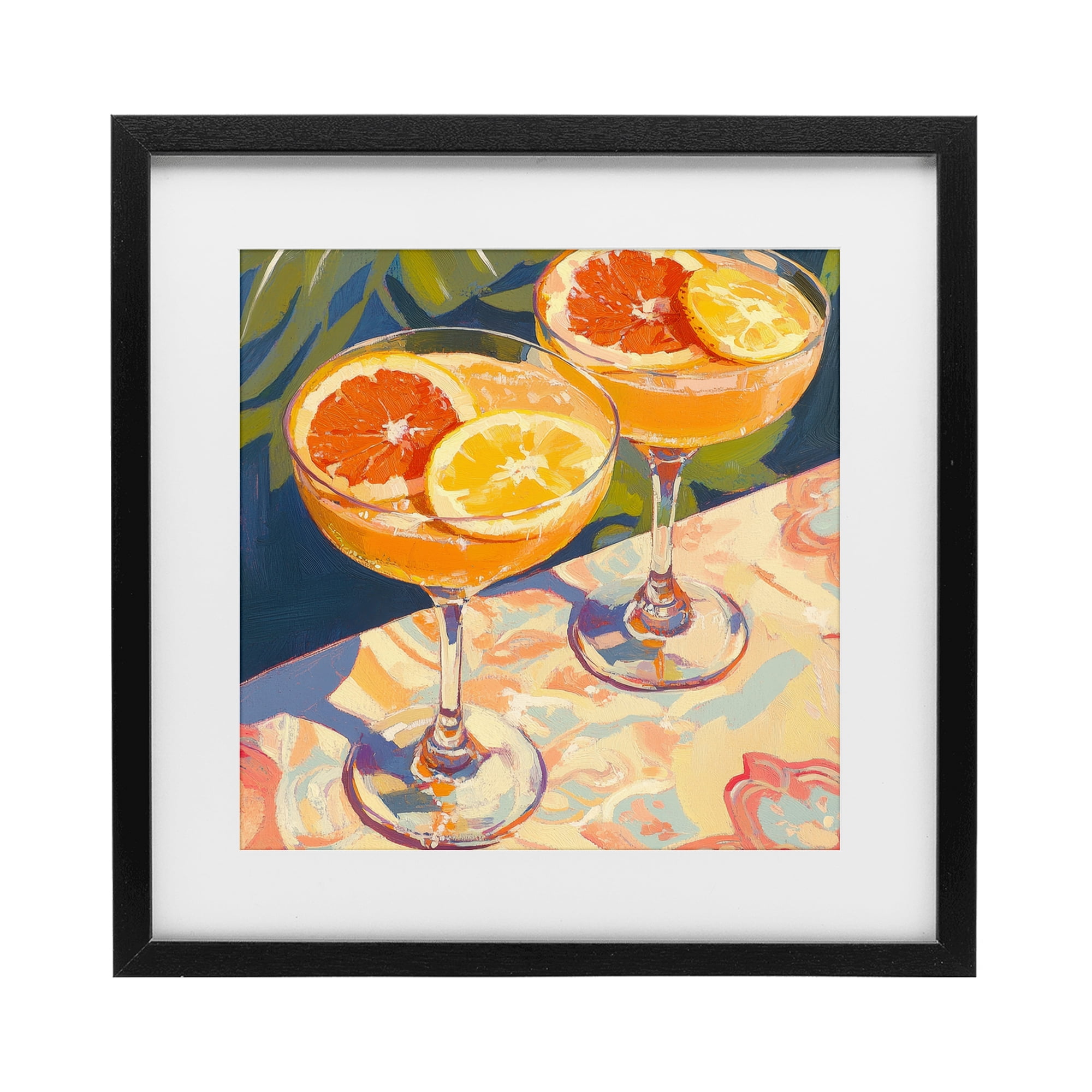Stupell Industries Fruity Summer Cocktails Black Framed Print Under Glass, design by Petal Prints Design