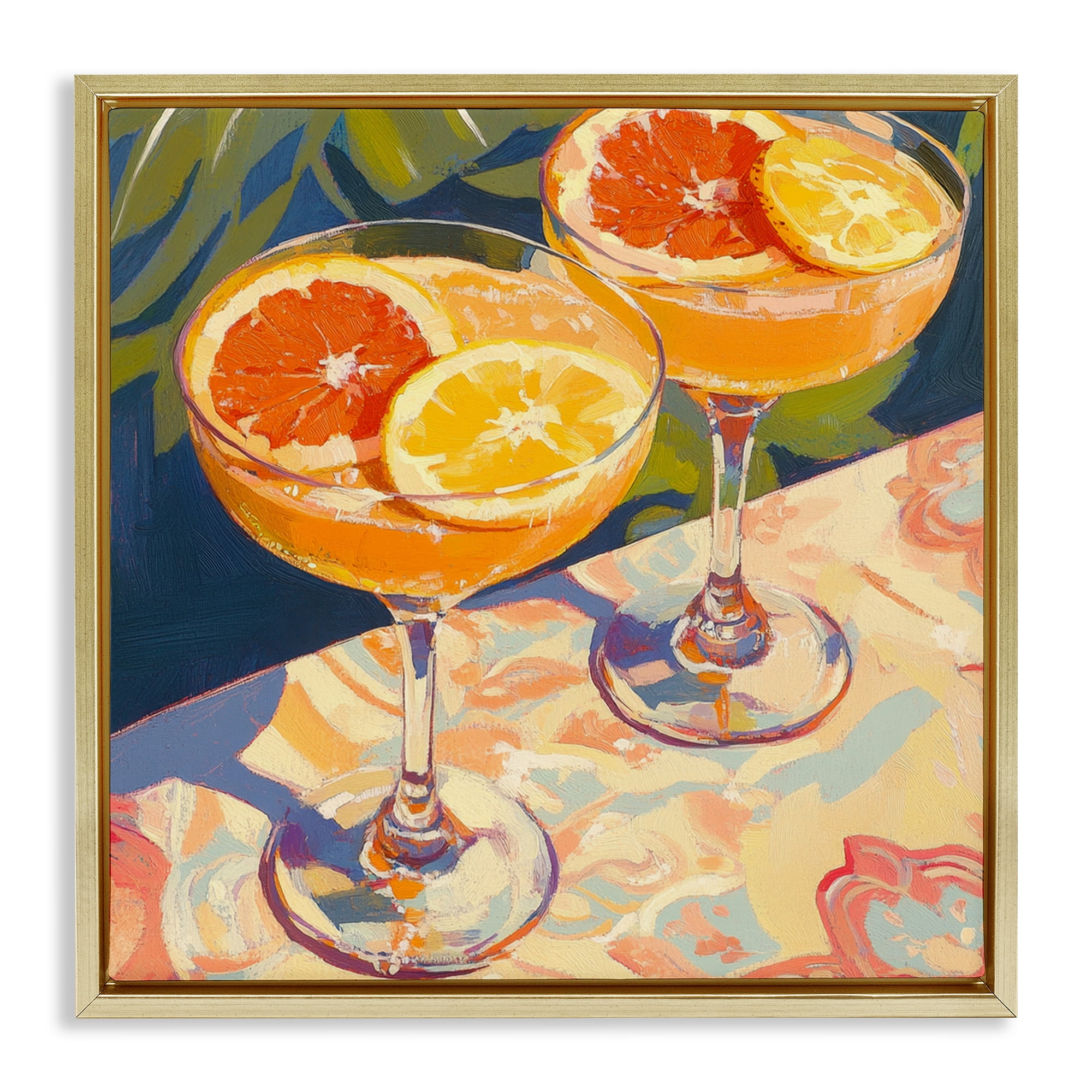 Stupell Industries Fruity Summer Cocktails Gold Framed Floater Canvas Wall Art, design by Petal Prints Design