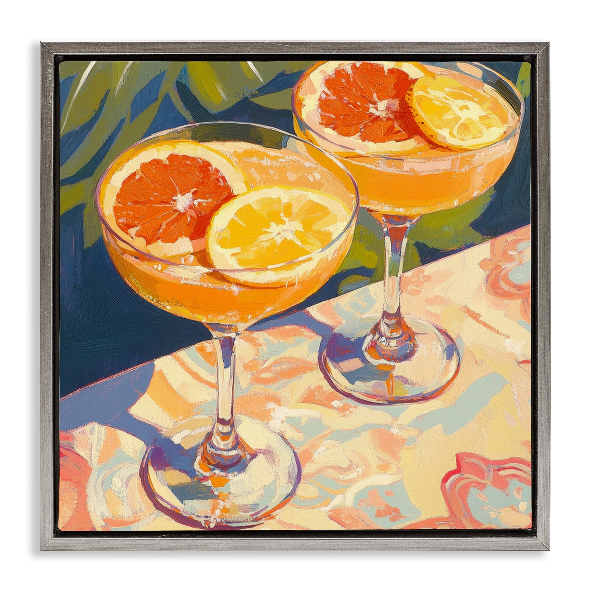 Stupell Industries Fruity Summer Cocktails Gray Framed Floater Canvas Wall Art, design by Petal Prints Design