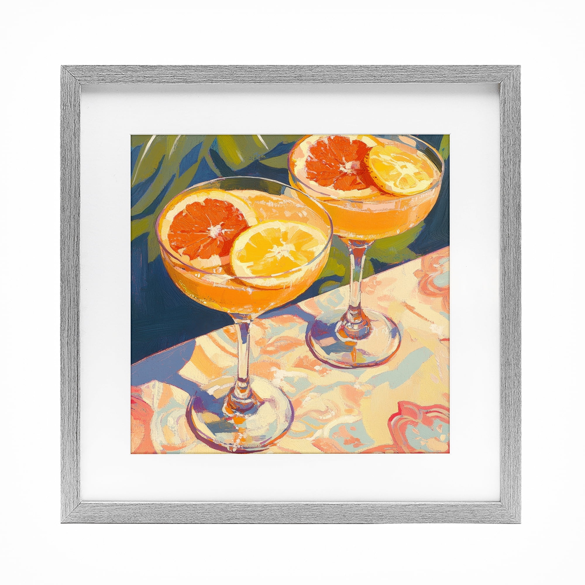Stupell Industries Fruity Summer Cocktails Gray Framed Print Under Glass, design by Petal Prints Design