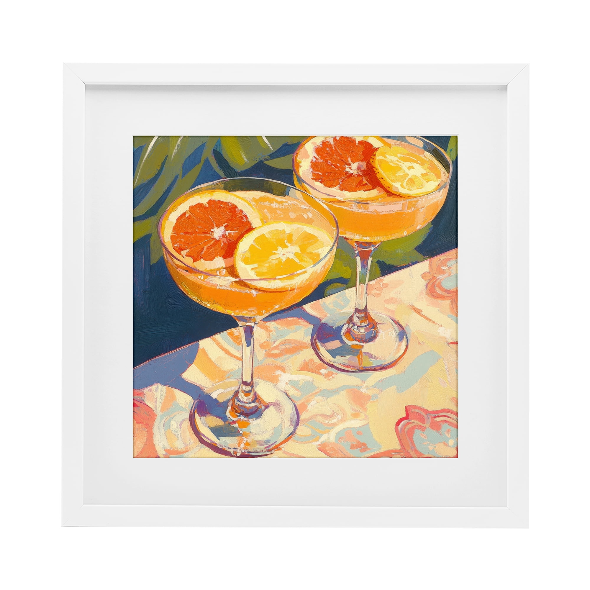 Stupell Industries Fruity Summer Cocktails White Framed Print Under Glass, design by Petal Prints Design