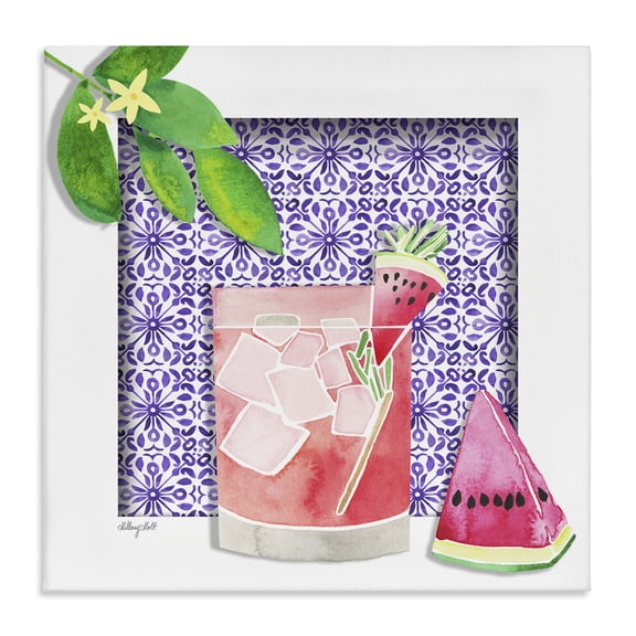 Stupell Industries Fruity Watermelon Drink Food & Beverage Painting Wrapped Canvas Canvas Art Print Wall Art, 17 x 17