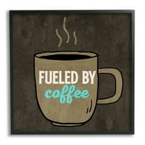 Stupell Industries Fueled By Coffee Phrase Food & Beverage Painting Black Framed Art Print Wall Art, 12 x 12