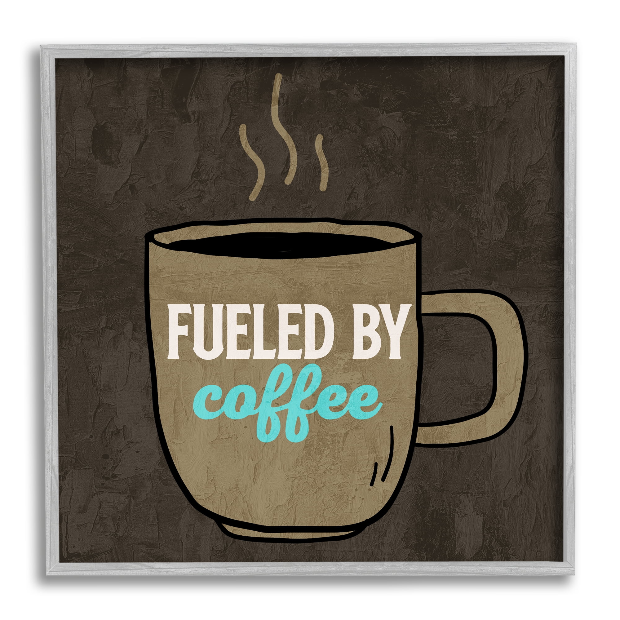 Stupell Industries Fueled By Coffee Phrase Food & Beverage Painting Gray Framed Art Print Wall Art, 17 x 17