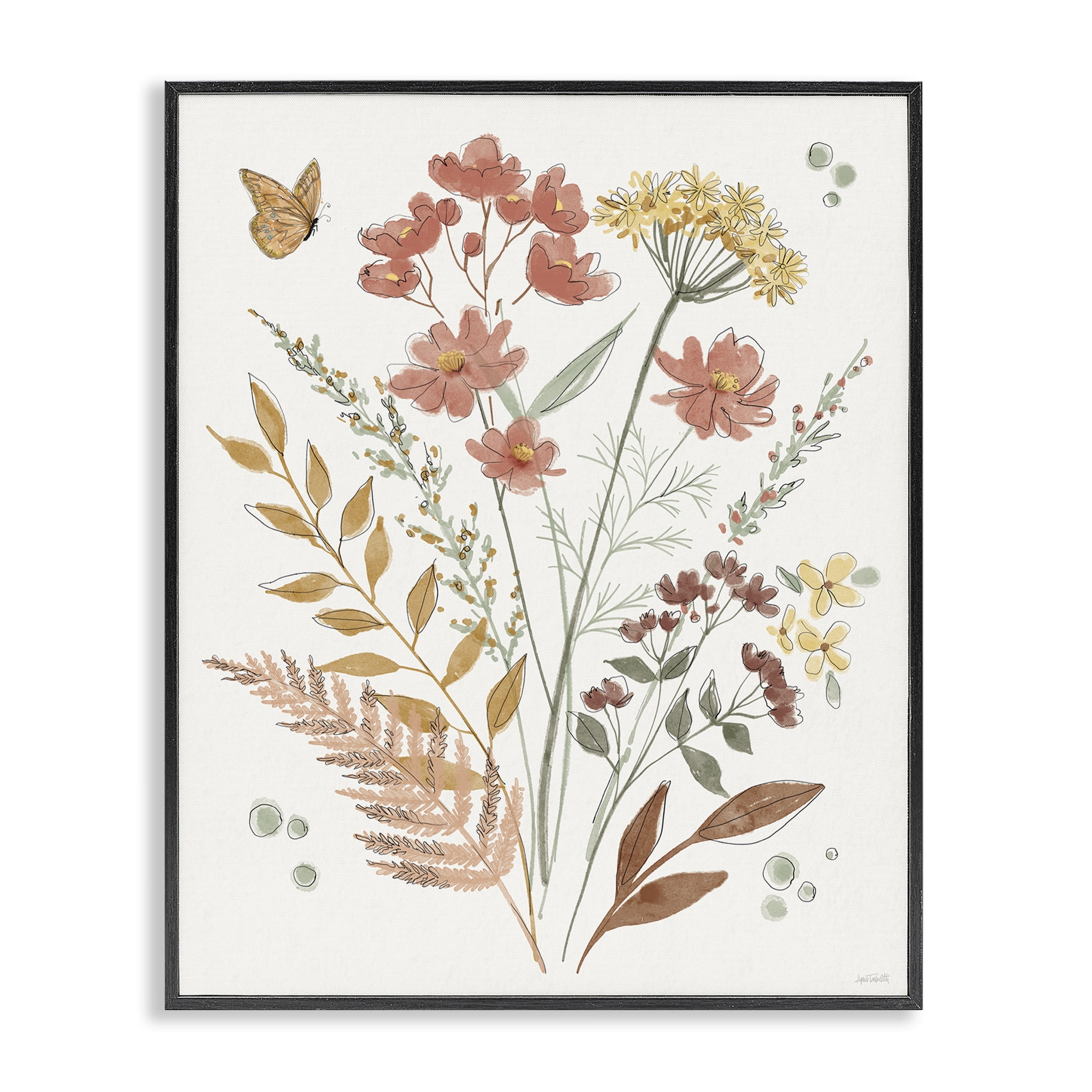 Stupell Industries Full Bloom Botanicals Plants & Flowers Painting Black Framed Art Print Wall Art, 11 x 14