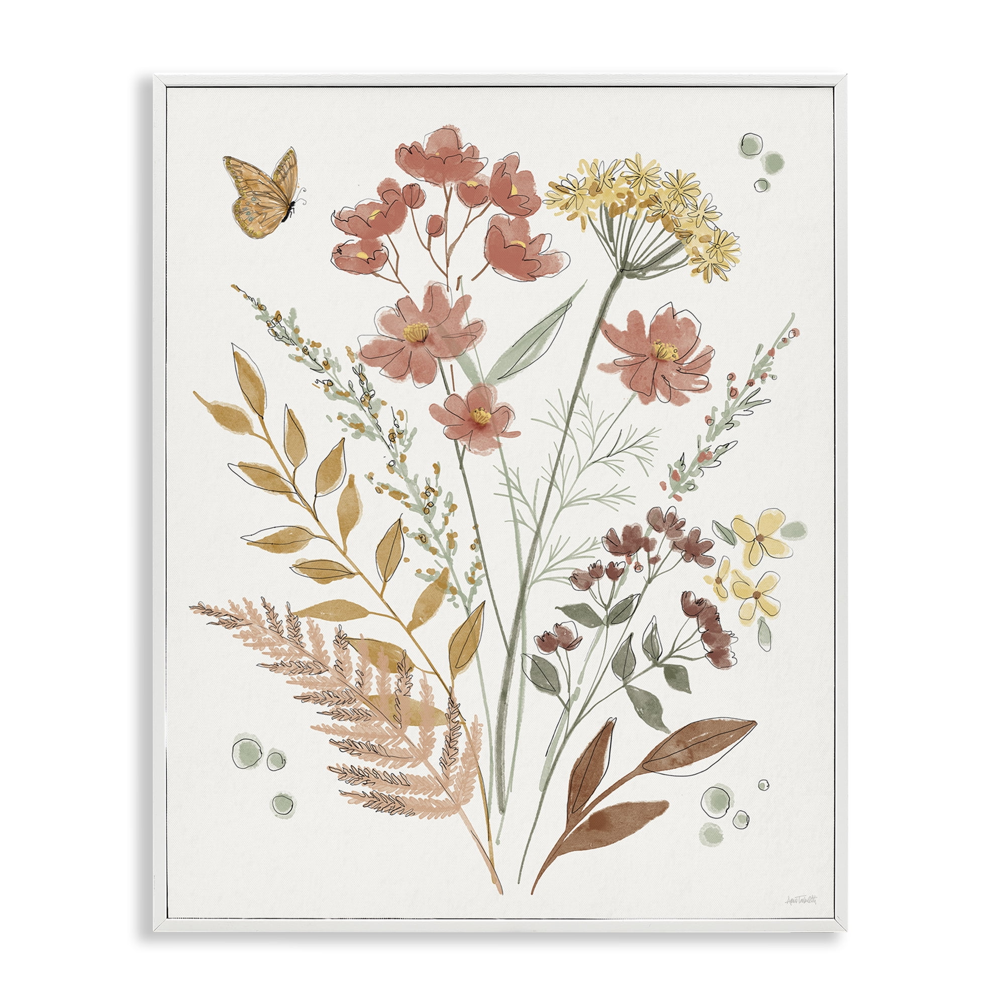 Stupell Industries Full Bloom Botanicals Plants & Flowers Painting White Framed Art Print Wall Art, 16 x 20