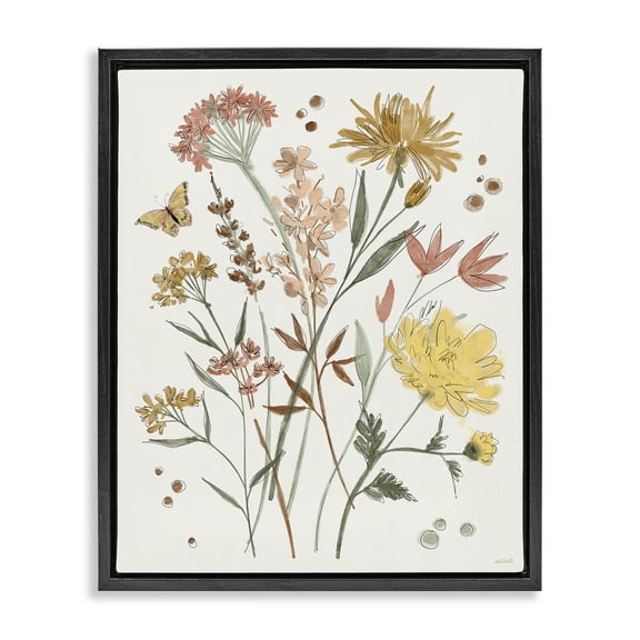 Stupell Industries Full Bloom Wildflowers Plants & Flowers Painting Black Floater Framed Canvas Art Print Wall Art, 17 x 21