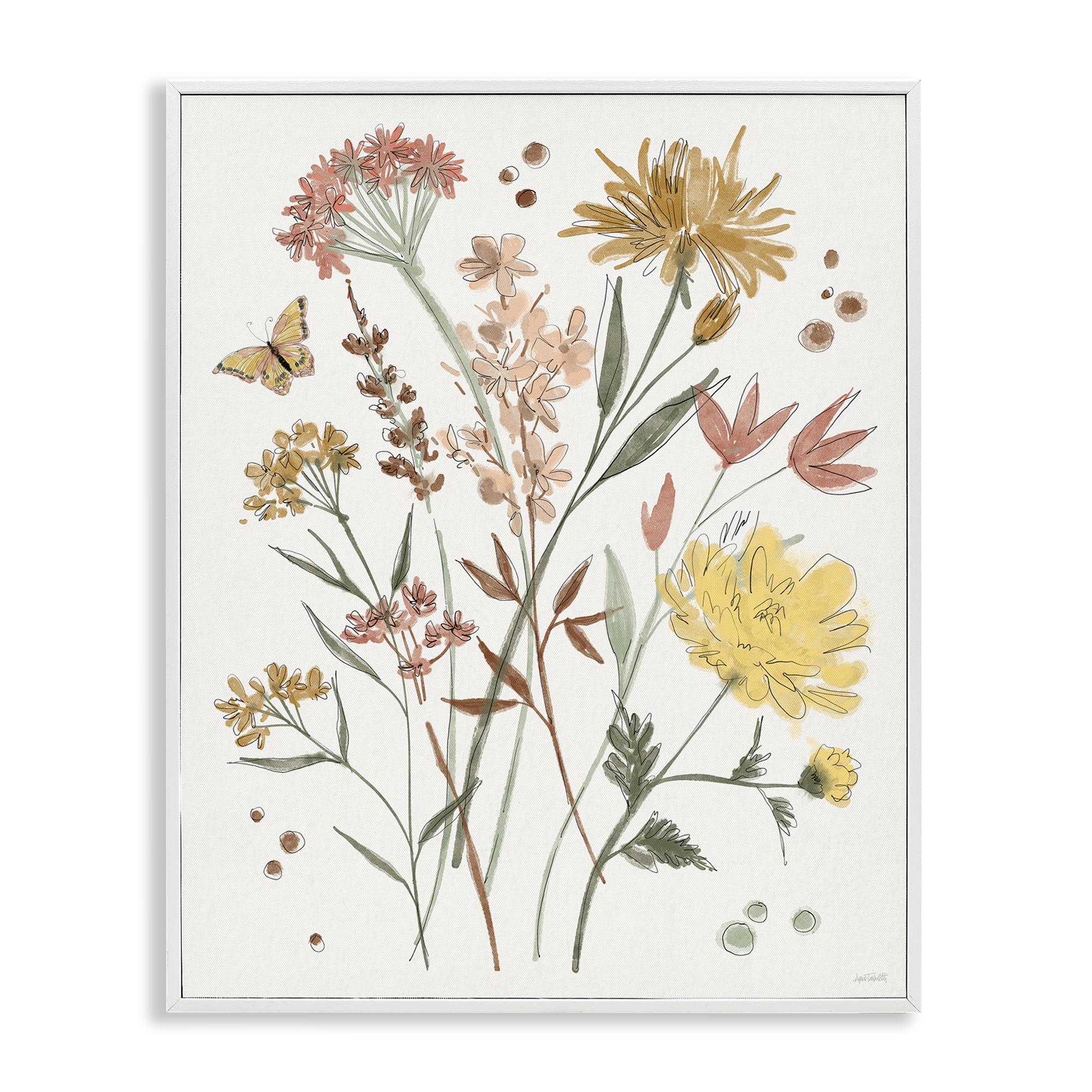 Stupell Industries Full Bloom Wildflowers Plants & Flowers Painting White Framed Art Print Wall Art, 24 x 30