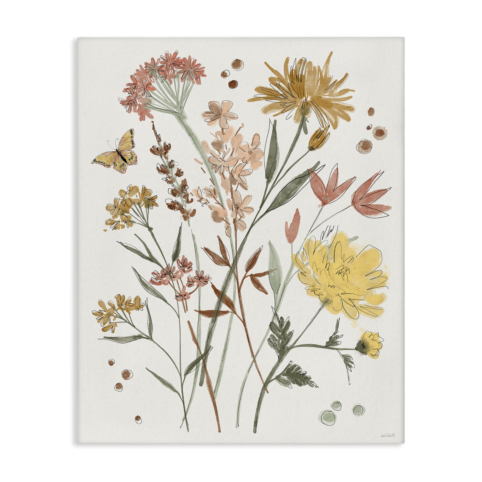 Stupell Industries Full Bloom Wildflowers Plants & Flowers Painting Wrapped Canvas Art Print Wall Art, 16 x 20