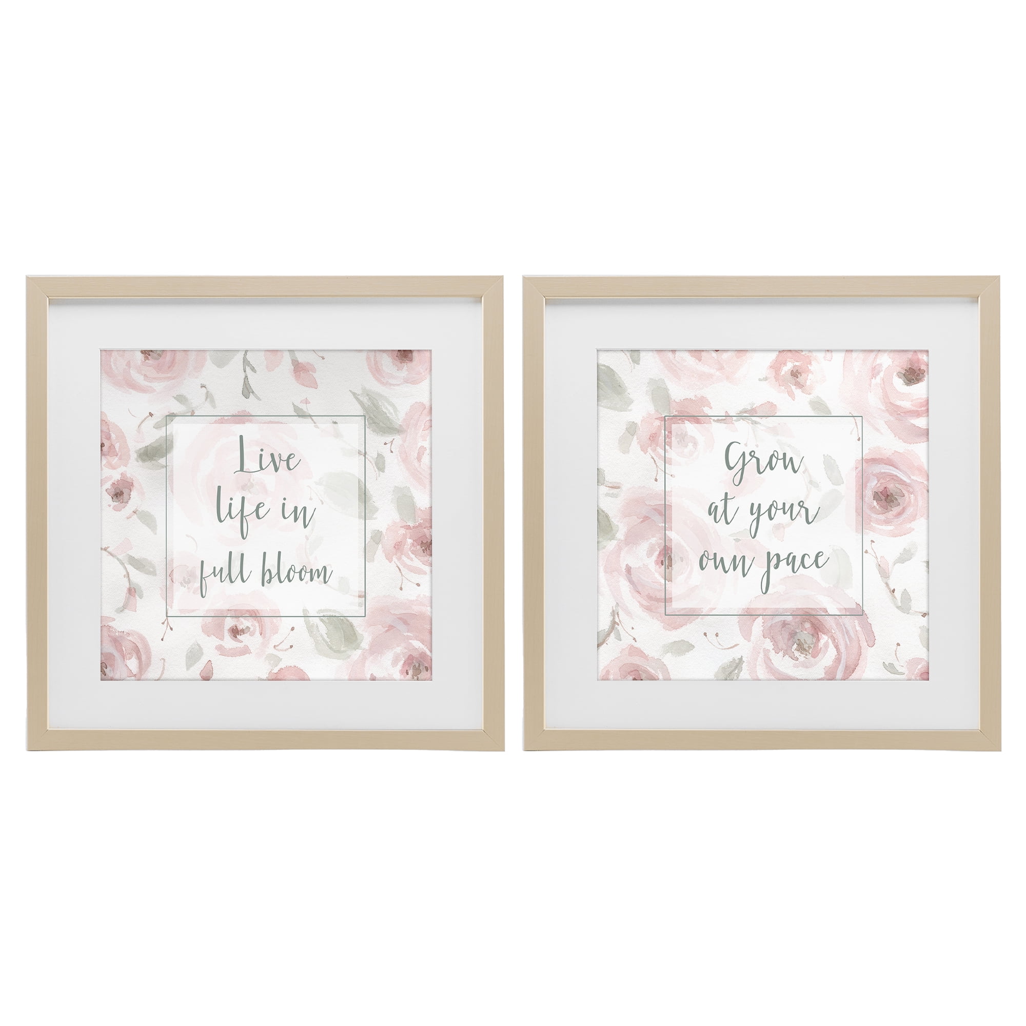 Stupell Industries Full Bloom at Your Pace Florals 2 Piece Birch Framed Print Under Glass Set, design by Carol Robinson