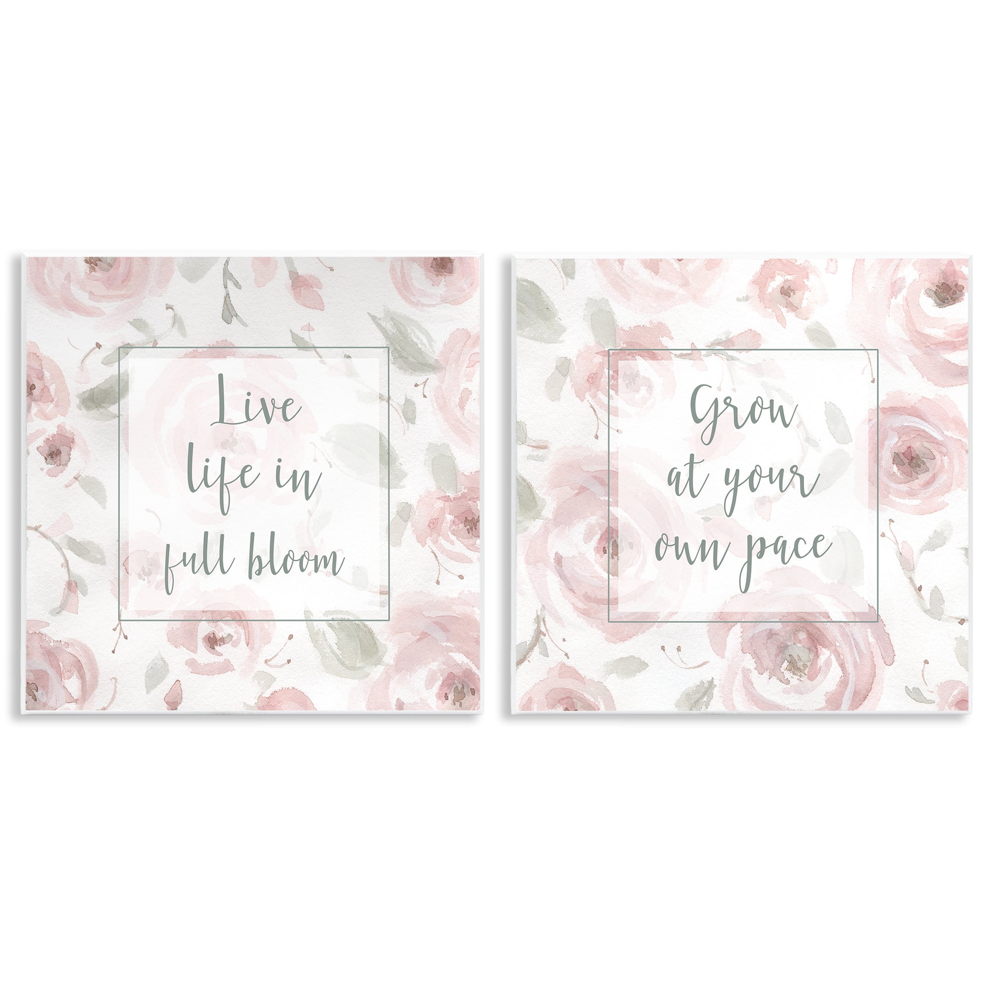 Stupell Industries Full Bloom at Your Pace Florals 2 Piece Wall Plaque Art Set, design by Carol Robinson