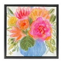 Stupell Industries Full Blossoms Bouquet Plants & Flowers Painting Black Floater Framed Canvas Art Print Wall Art, 18 x 18