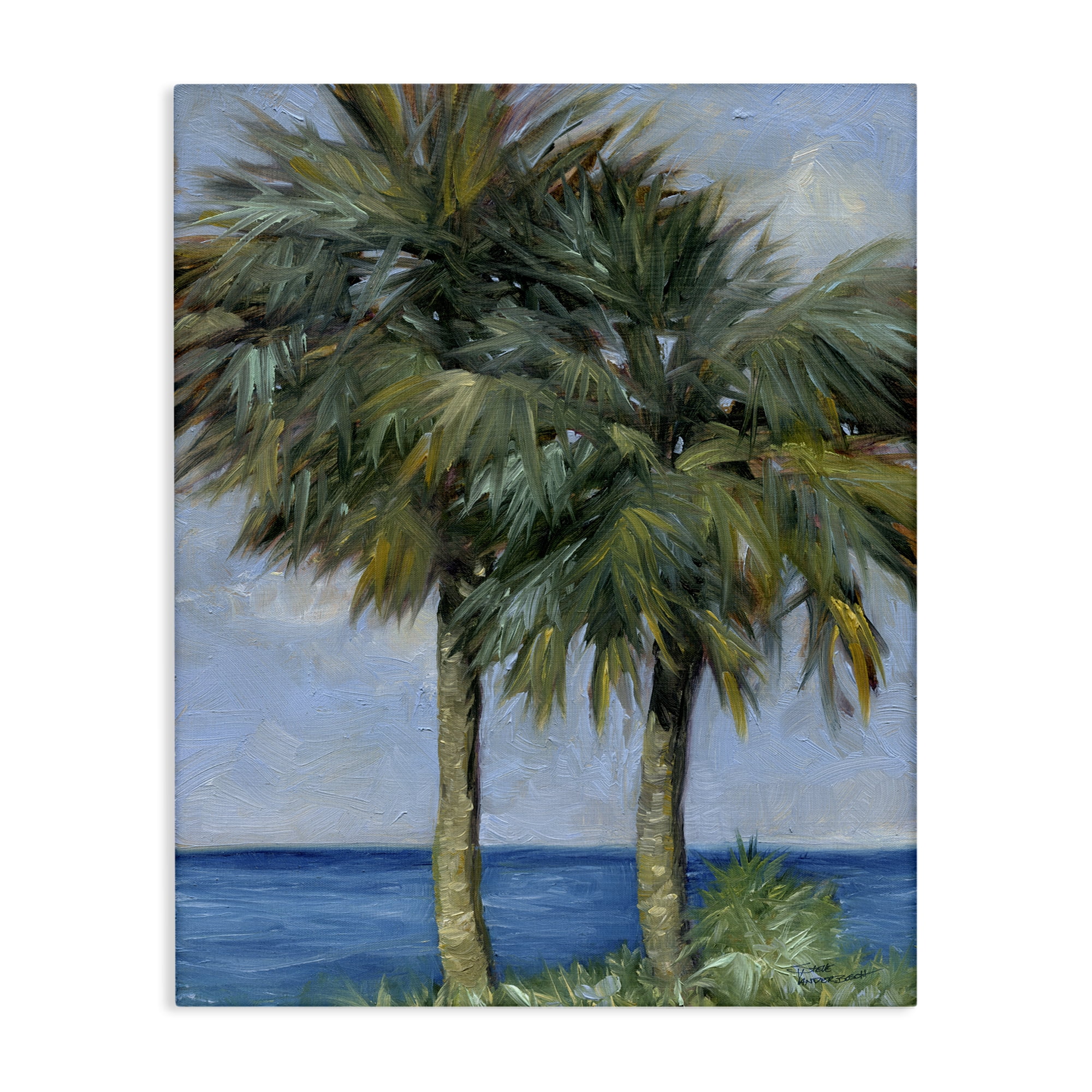 Stupell Industries Full Brushed Palms Landscape Painting Gallery Wrapped Canvas Art Print Wall Art, 16 x 20